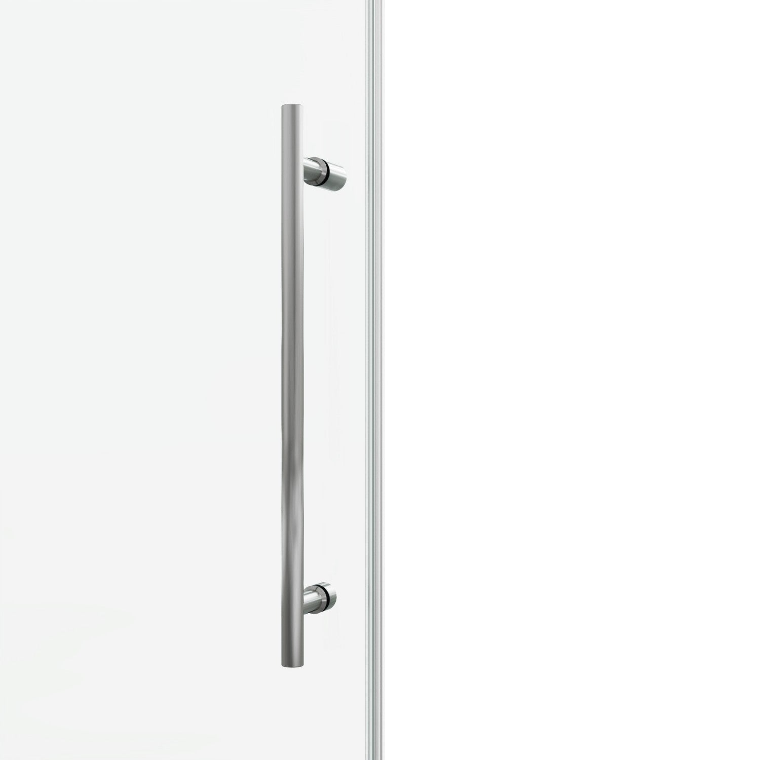Fixed and sliding shower door closeup