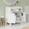 30-inch Bathroom Vanity with Ceramic Sink, Modern White Single Bathroom Cabinet with 2 Doors and a Shelf, Soft Close Doors