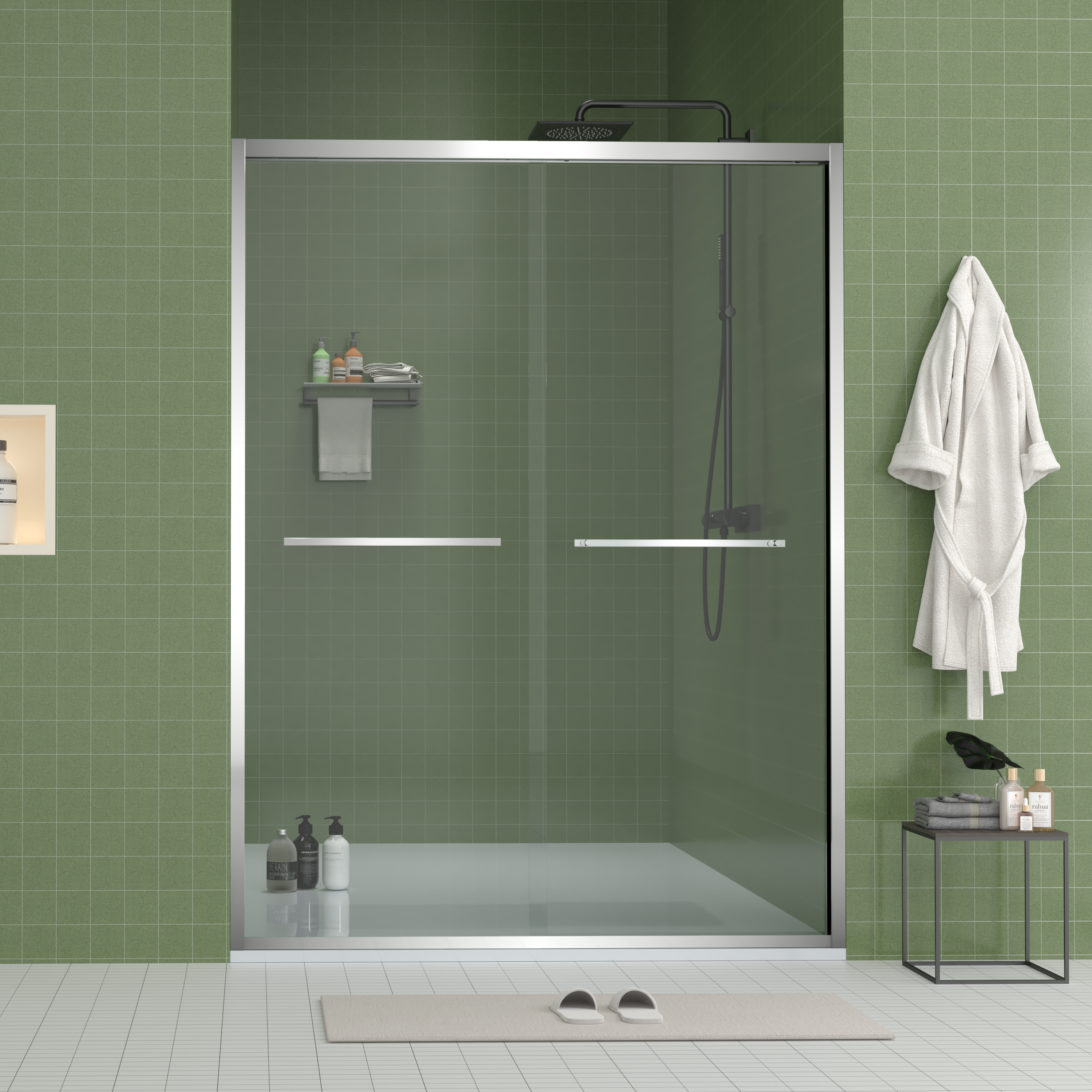 56-60 x 70 in Chrome Bypass Shower Door - 56-60 x 70 in / Chrome view 1