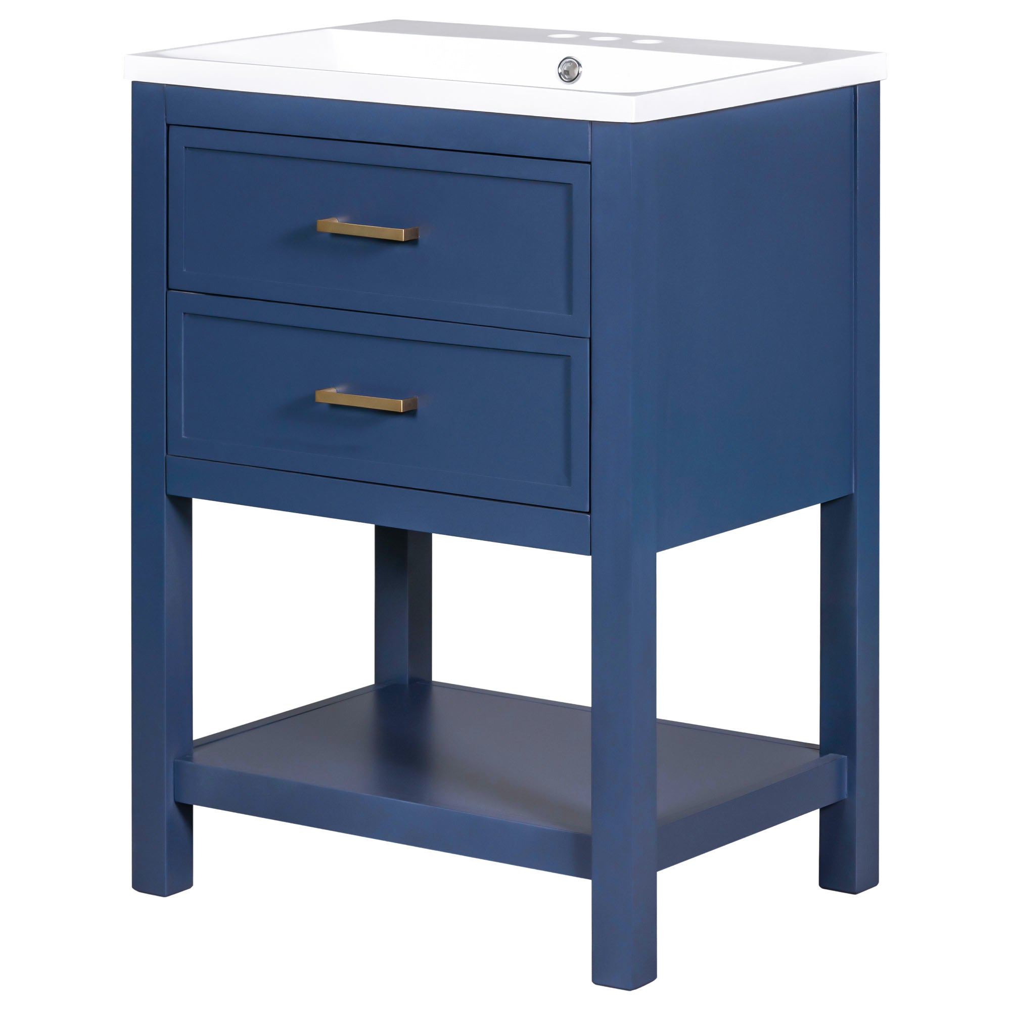 24'' Bathroom Vanity with Top Sink, Modern Bathroom Storage Cabinet with 2 Drawers, Single Sink Bathroom Vanity ( NEW SKU N710P182935C)