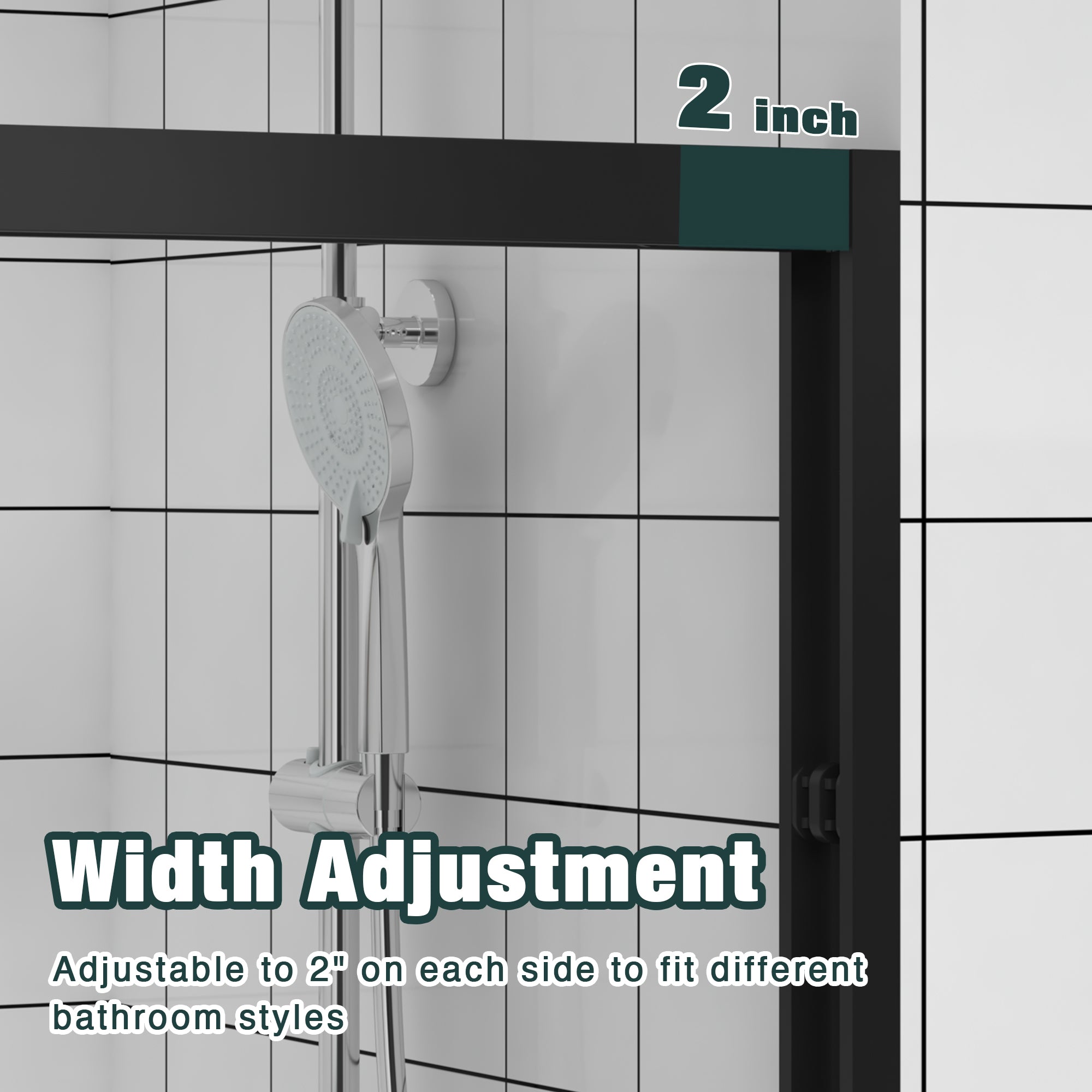 Clear tempered glass detail for sliding bathtub door