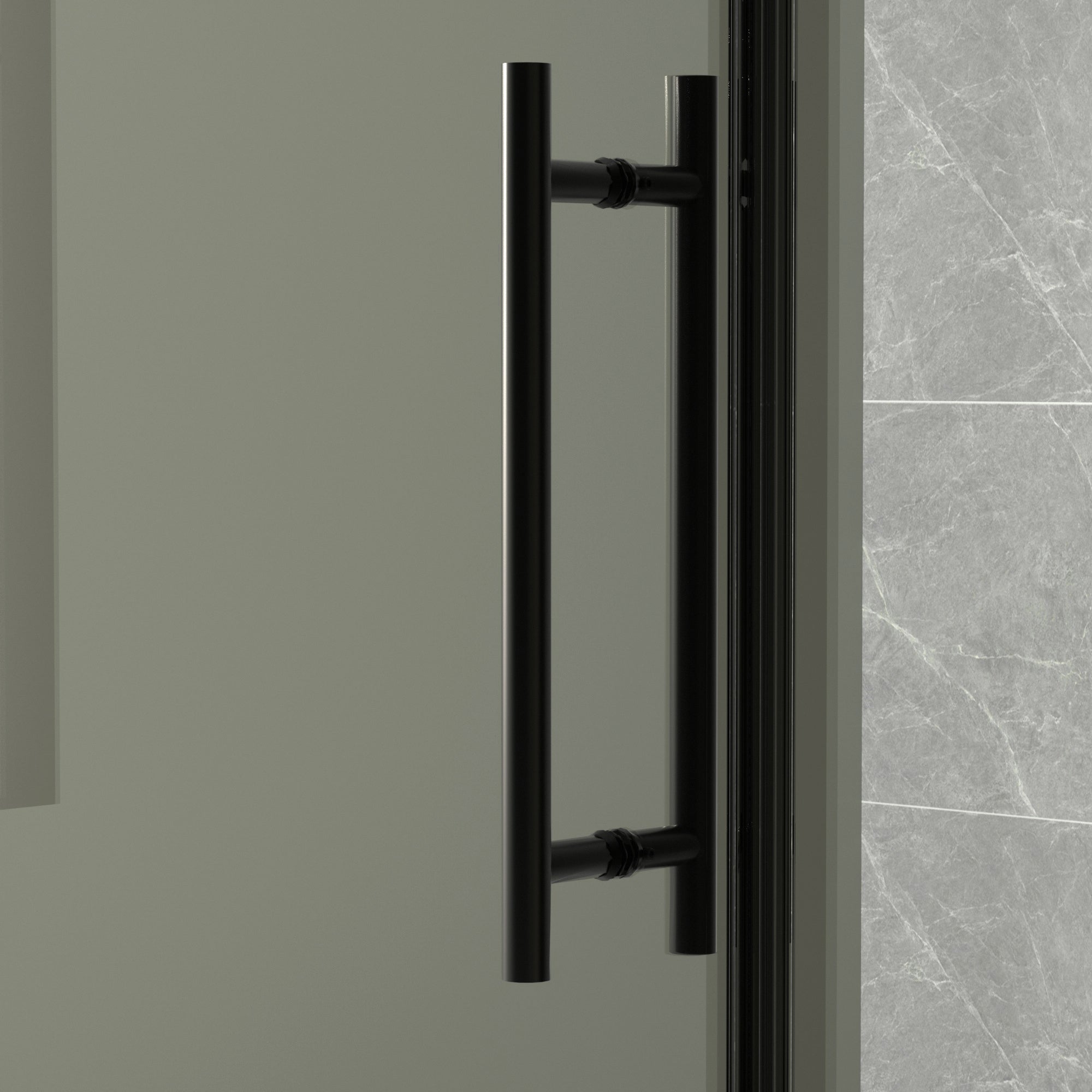 58-58"W x 71"H Semi-Frameless Double Hinges Shower Door in Matte Black,Tempered Glass,Reversible Installation