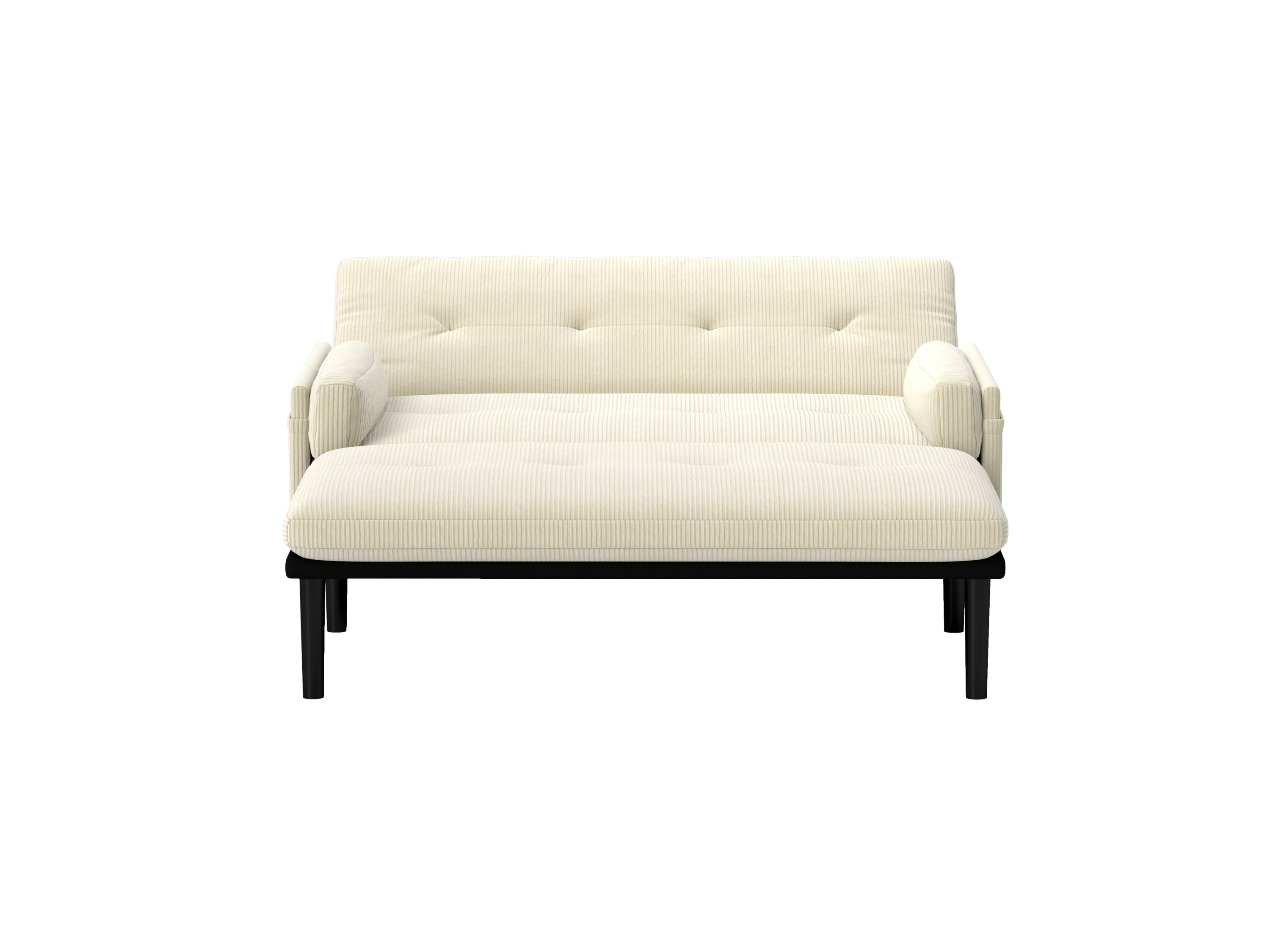 Ivory Corduroy Loveseat, Convertible Lounge Chair and Bed