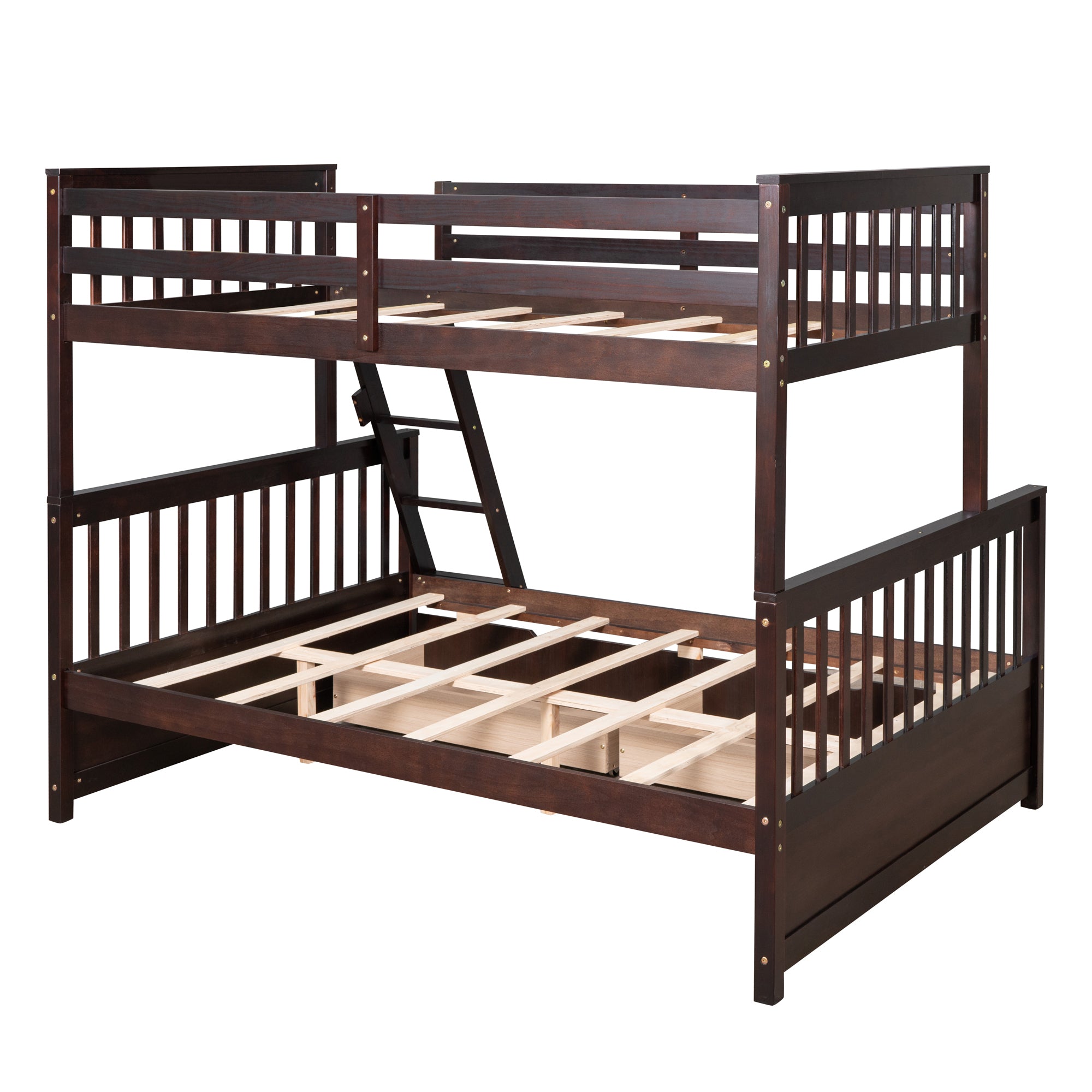 Twin-Over-Full Bunk Bed with Ladders and Two Storage Drawers(Espresso)(old sku:LT000165AAP)