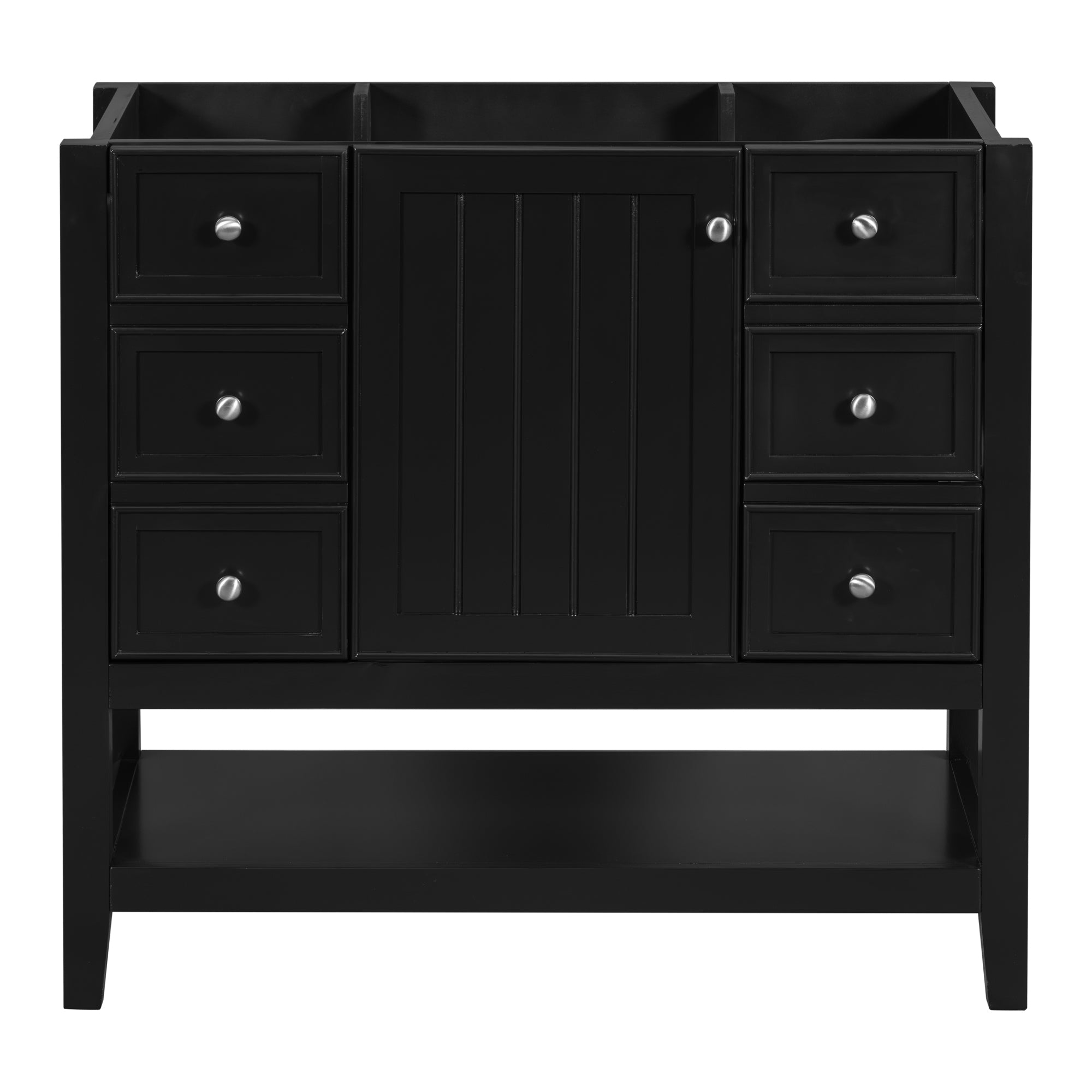 36" Bathroom Vanity without Sink, Cabinet Base Only, One Cabinet and three Drawers, Black