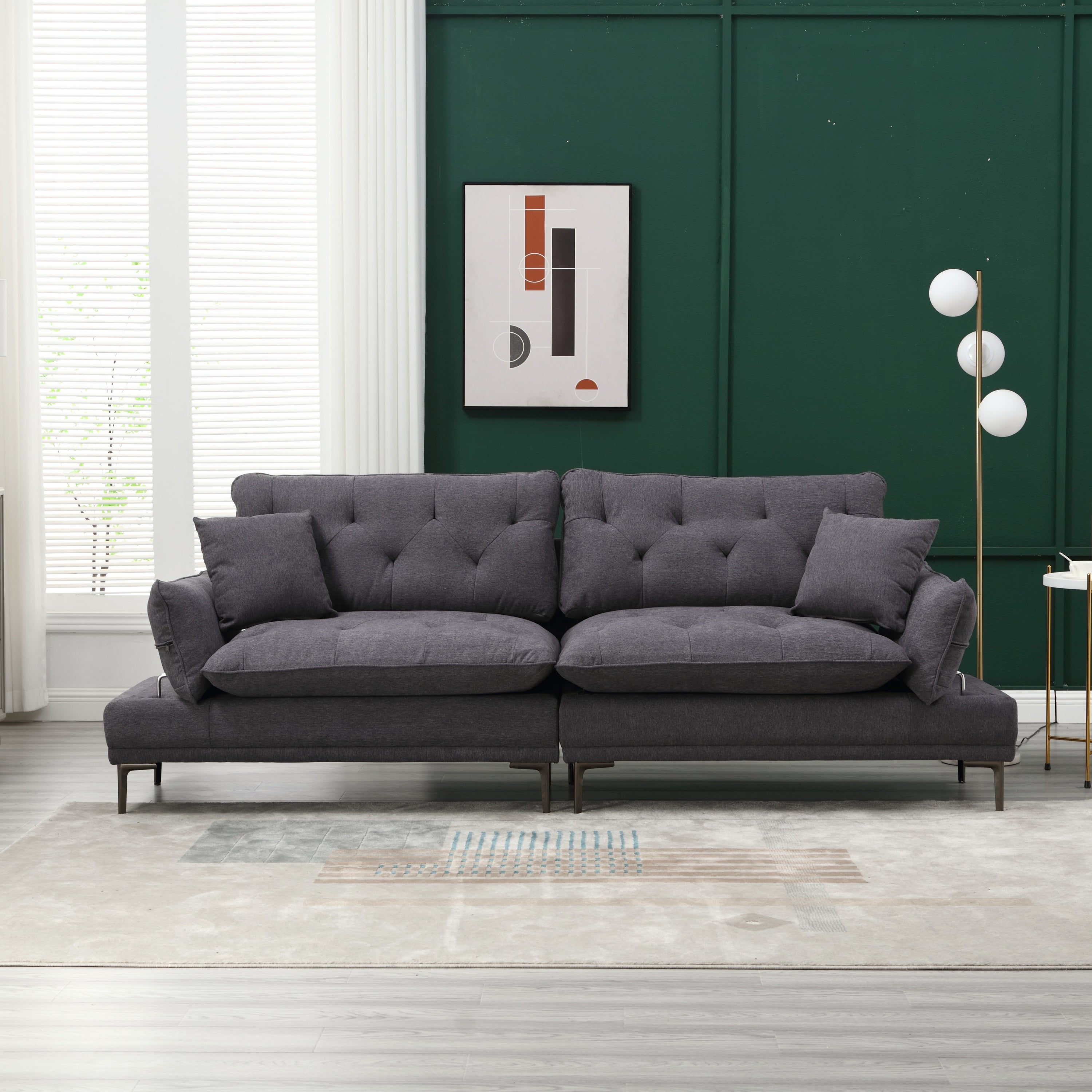 UNITED Linen Sofa , Accent sofa loveseat sofa with metal feet