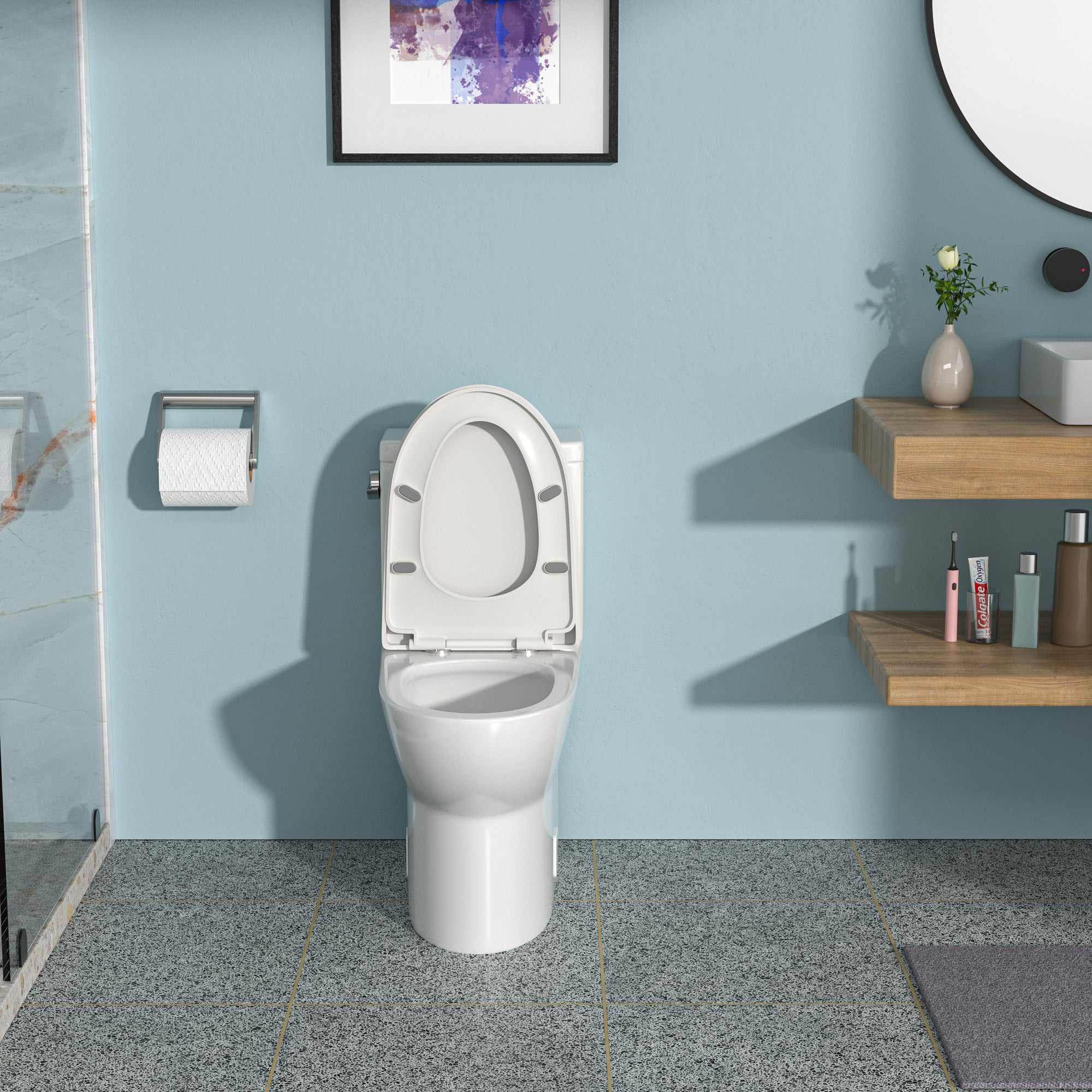 Ceramic One Piece Toilet,Single Flush with Soft Clsoing Seat