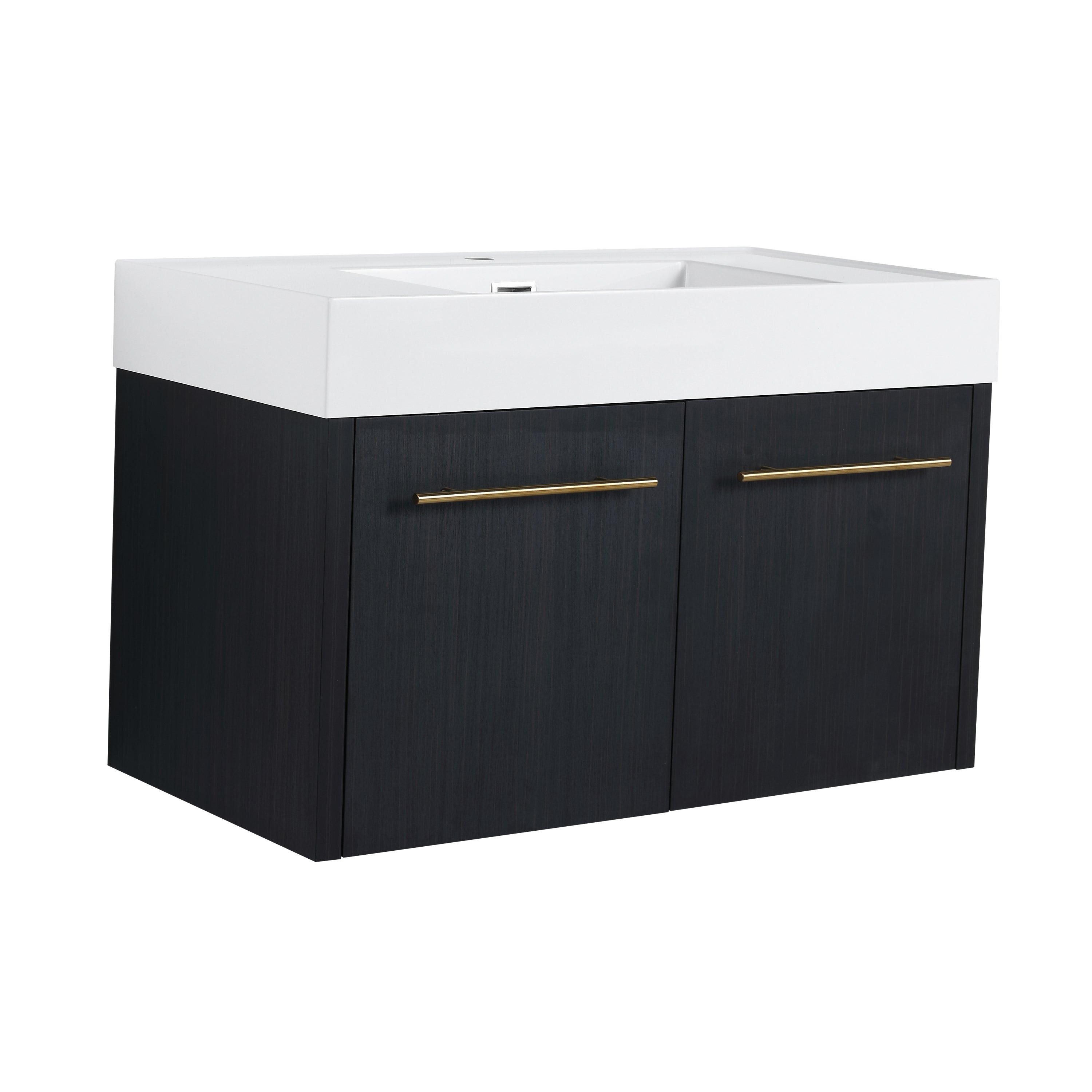 36 Inch Wall-Mounted Bathroom Vanity with Sink, Thick Edged Resin Basin, KD-Package