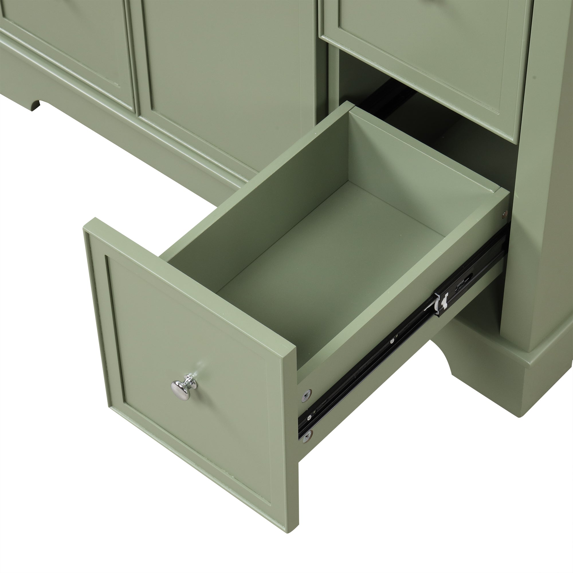 36" Bathroom Vanity with Sink, One Cabinet with Three drawers and One Flip Drawer, Solid Wood and MDF Board, Green