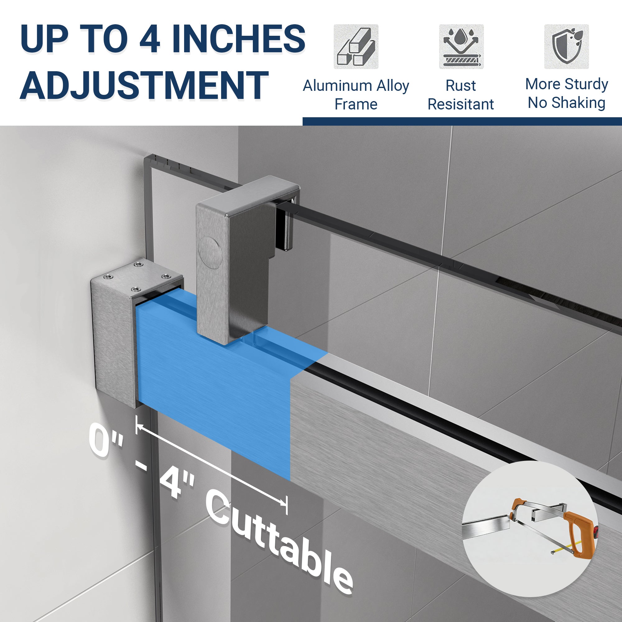 56-60 x 76 in Soft-Close Frameless Sliding Shower Door - 56-60 x 76 in / Brushed Nickel view 2