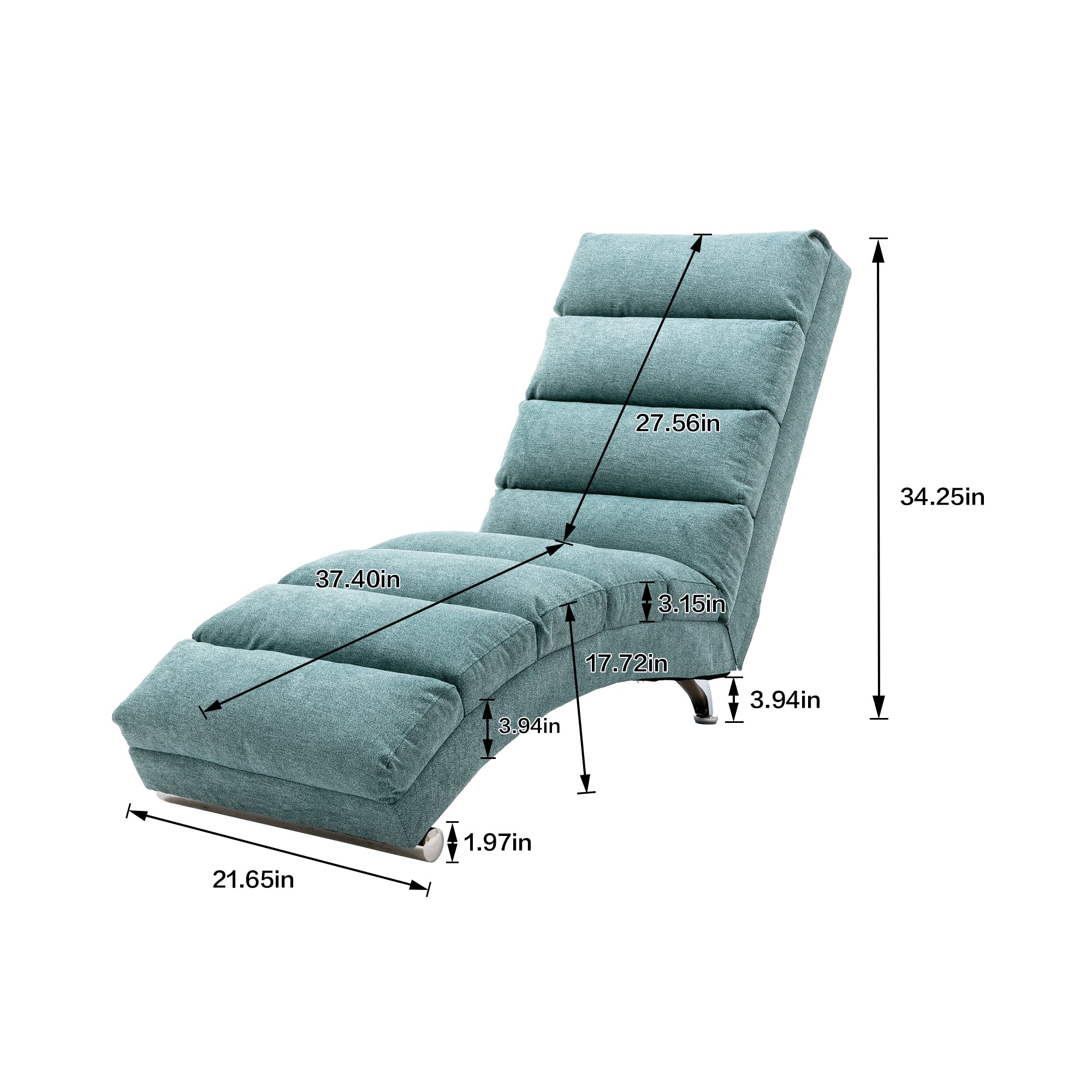 COOLMORE Linen Massage Chaise Lounge Indoor with Remote Control,Ergonomic Electric Massage Long Lounger with 5 Modes for Office, Living Room,Bedroom (Teal)