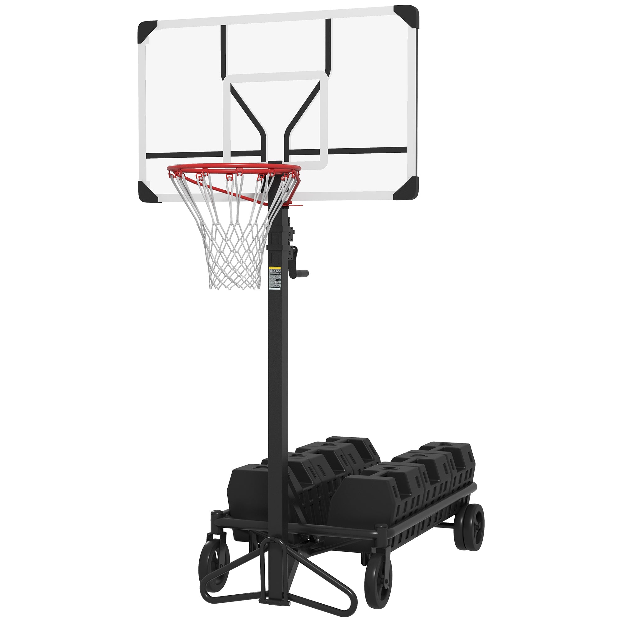 Soozier Portable Basketball Hoop, Fully Foldable Basketball Goal, 4.3-10.2ft Height Adjustable Basketball System with 4 Wheels and Extra Wide Base for Teenagers, Youth & Adults