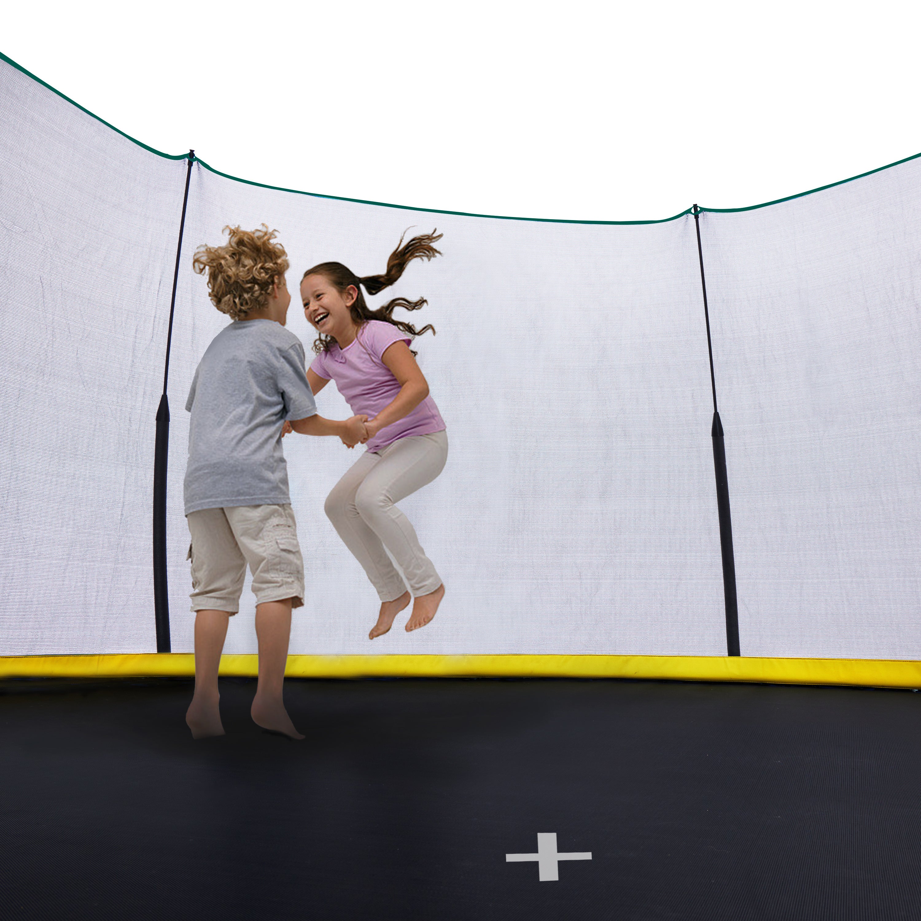 YC 10FT Recreational Trampolines with Enclosure for Kids and Adults with Patented Fiberglass Curved Poles -Pumpkin Green