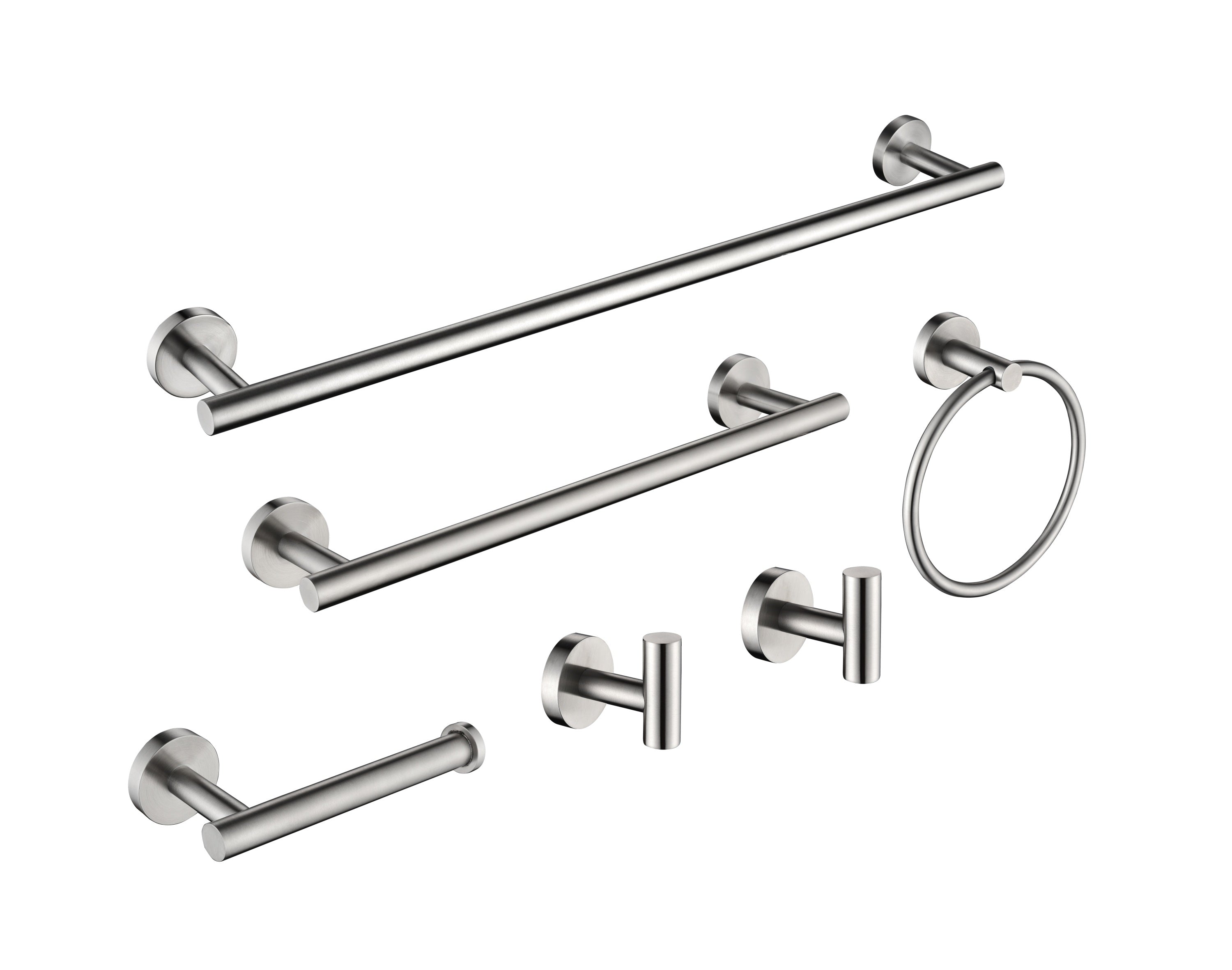 6 Piece Stainless Steel Bathroom Towel Rack Set Wall Mount