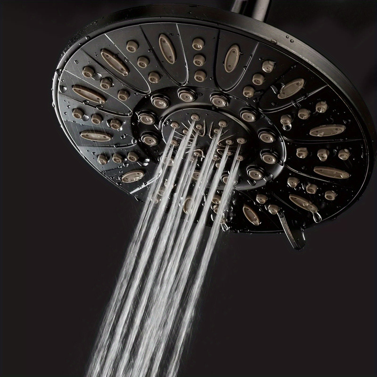 High-Pressure 7'' Rainfall Shower Head - 6 Settings, Oil Rubbed Bronze Finish