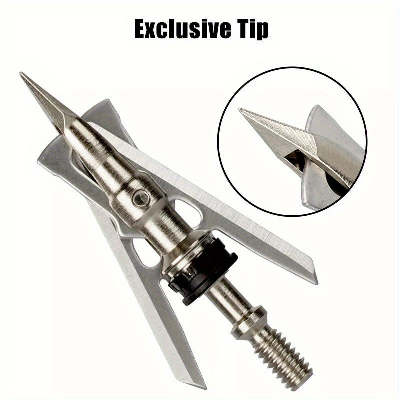 100 Grain Archery Hunting Broadheads 24Pcs 2" Dia Expandable Arrowheads 2 Blade