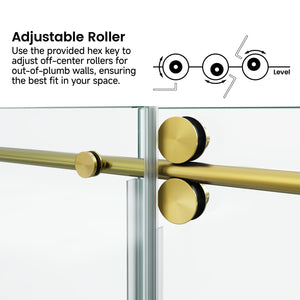60 x 60 in Fixed and Sliding Round-Tube Shower Door - 60 x 60 in / Brushed Gold view 4