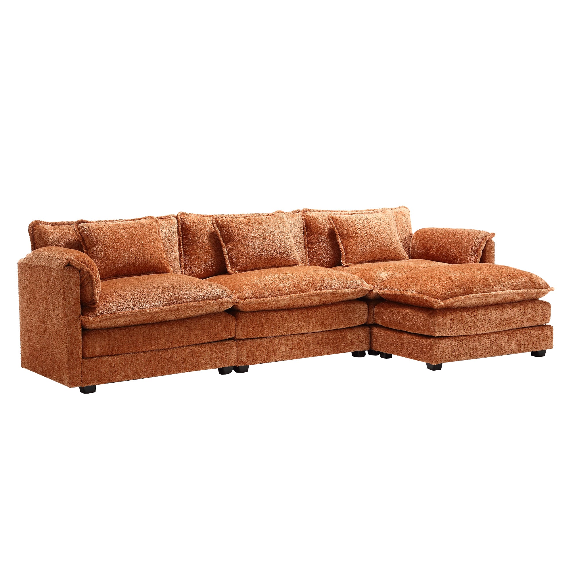 Modern Large boucle Fabric L-Shape Sectional Chenille fabric, movable pedals, detachable armrests, oversized three-seat Sofa