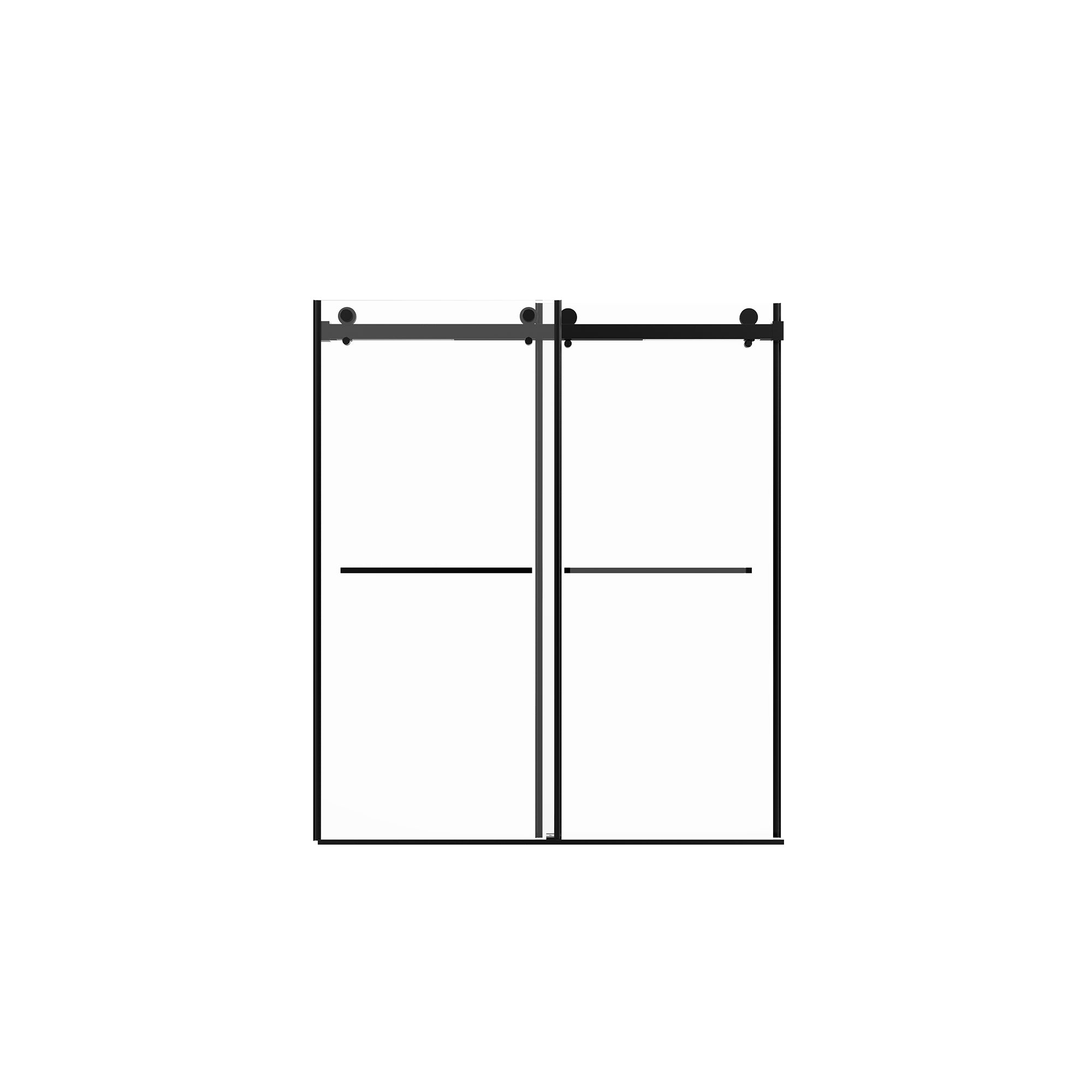 56"-60"W x 70"H Frameless Shower Door, Double Sliding Shower Door, 5/16"(8mm) Laminated Glass Premium Tempered Glass Shower Enclosure,Double Side Easy Clean Coat,Matte Black Finished With Buffer