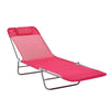 Outsunny Folding Chaise Lounge Chair, Pool Sun Tanning Chair, Outdoor Lounge Chair with Reclining Back, Breathable Mesh Seat, Headrest for Beach, Yard, Patio, Pink