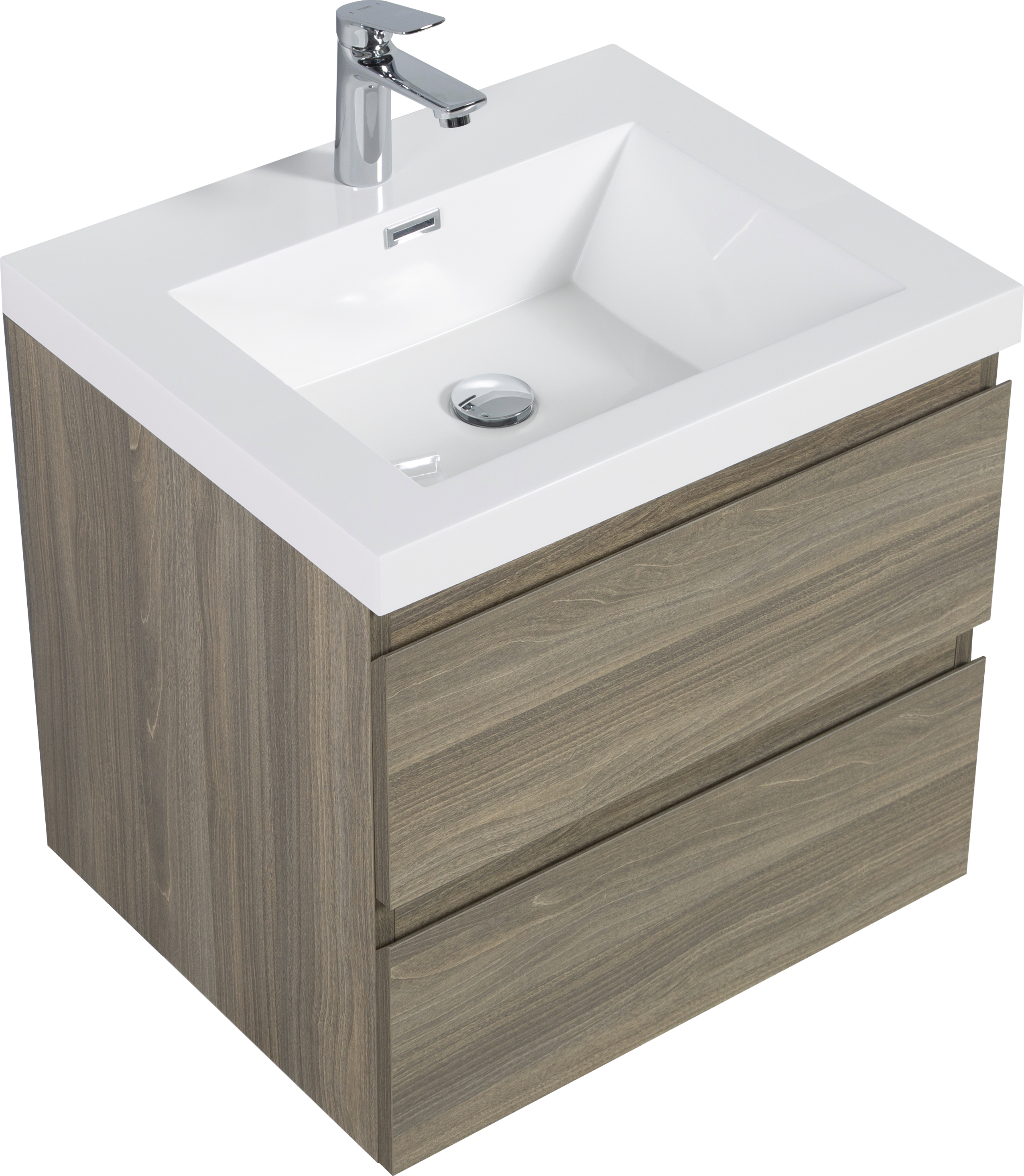 24" Floating Bathroom Vanity with Sink, Modern Wall-Mounted Bathroom Storage Vanity Cabinet with Resin Top Basin and Soft Close Drawers, Ash Grey 24V11-24AG