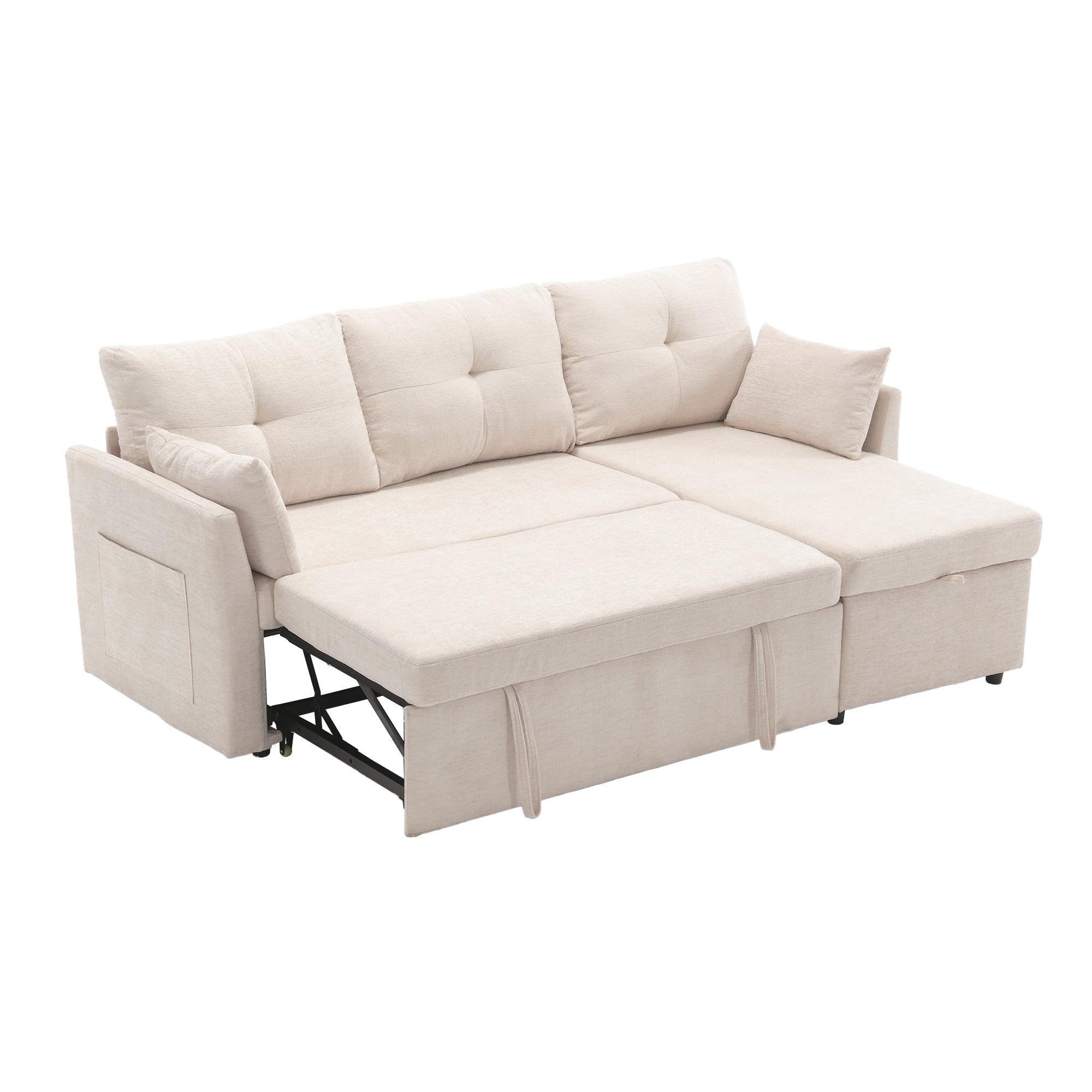 UNITED WE WIN-Furniture, modular L-shaped sofa, modular long sofa with reversible chaise lounge, Sofa bed, Sleeper sofa, modular sofa combination with storage seats.