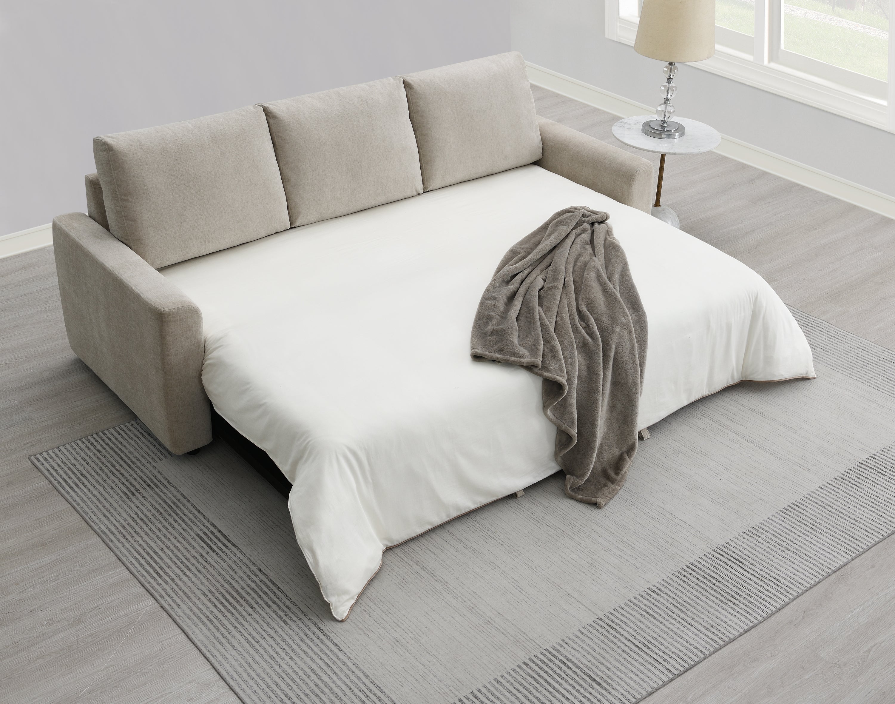 Leira Beige Linen Pull out Sleeper