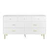 Seven Drawers Large Chest of Drawer Cabinet with Golden Handle and Golden Legs White Color