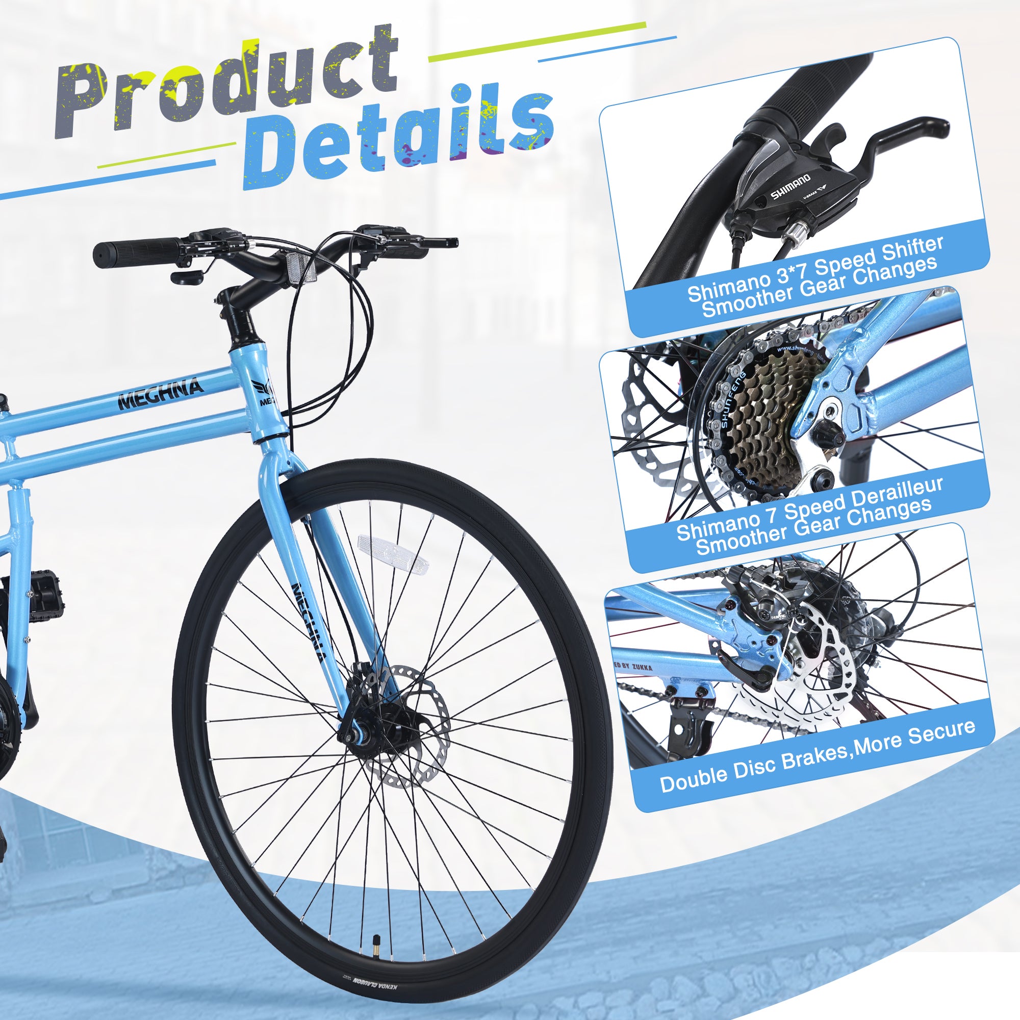 21 Speed Folding Hybrid bike Disc Brake 700C Road Bike For men women's City Bicycle