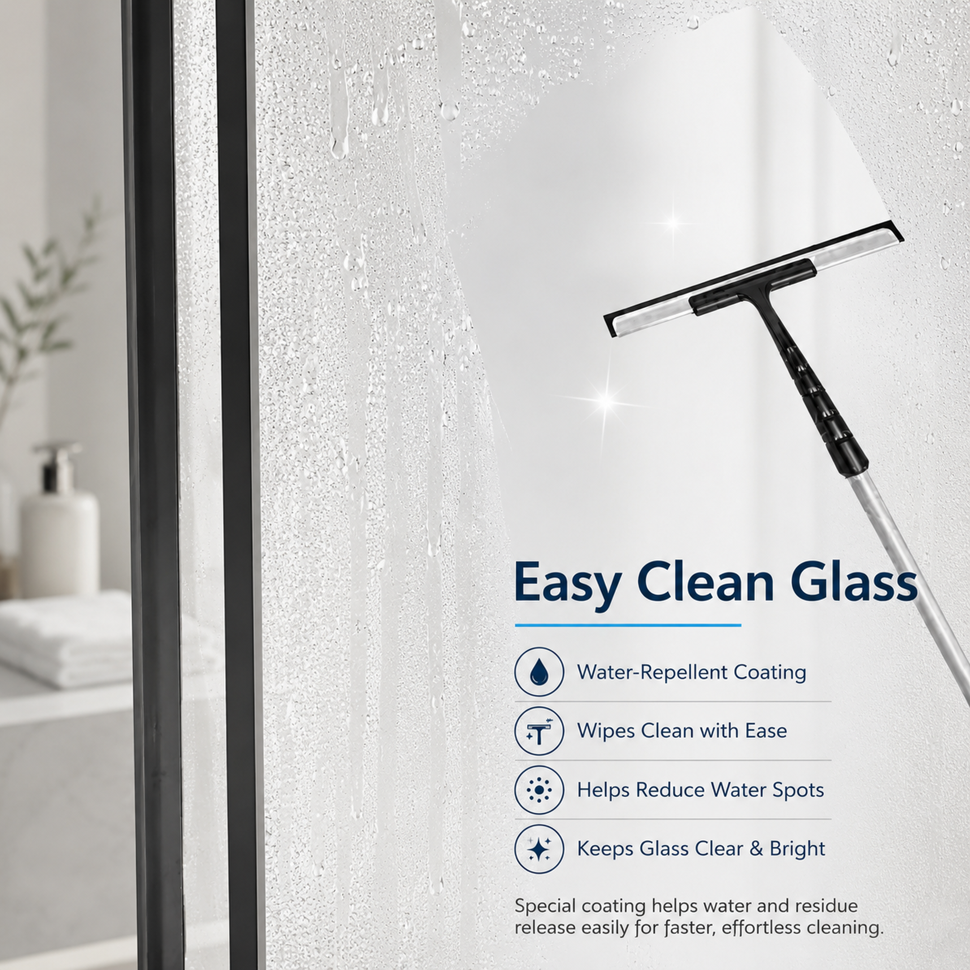 Soft-close shower door rail detail