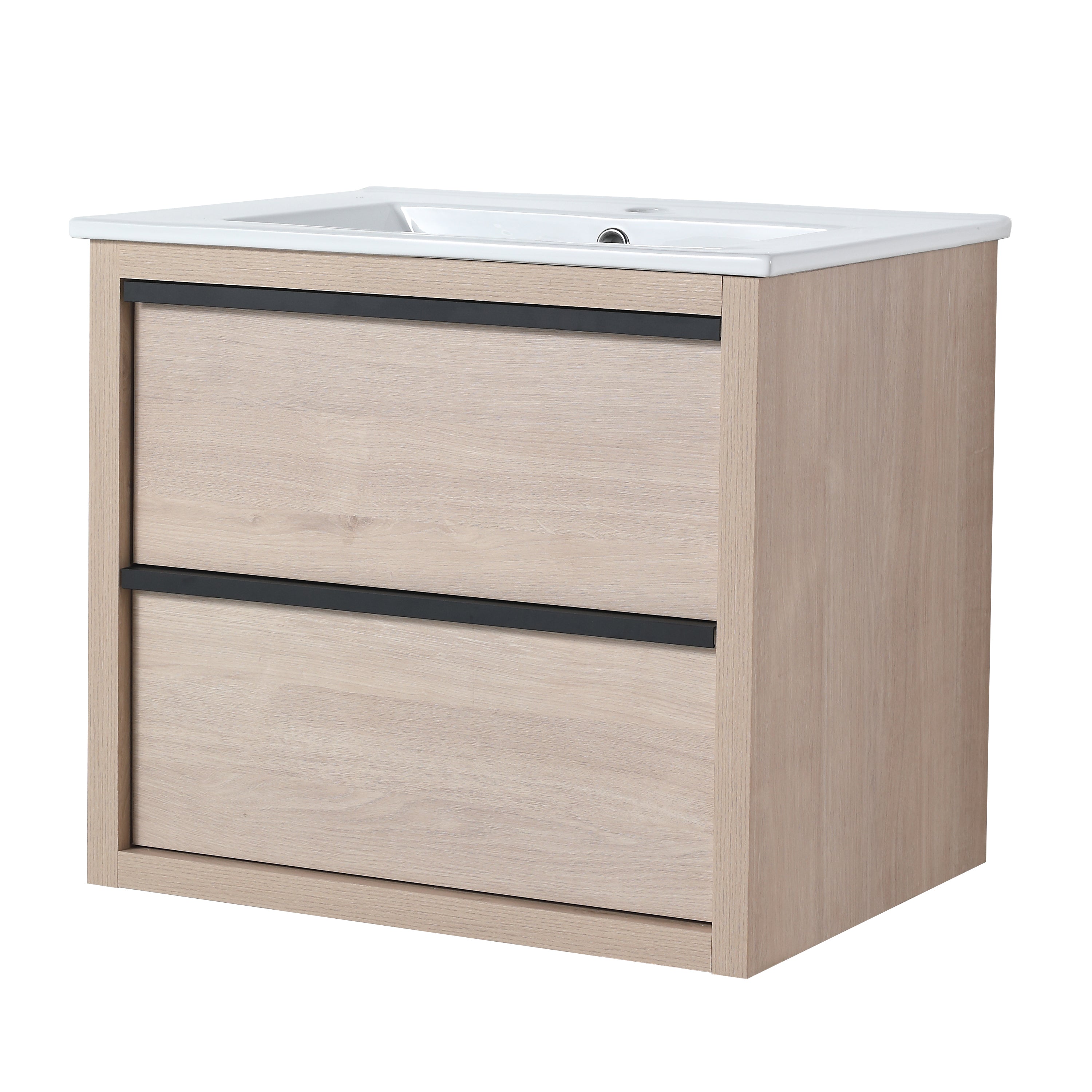 24" Bathroom Vanity with 2 Soft Close drawers,  White Ceramic Basin-BVA02524PLO-G-BL9060B(W1286S00034)