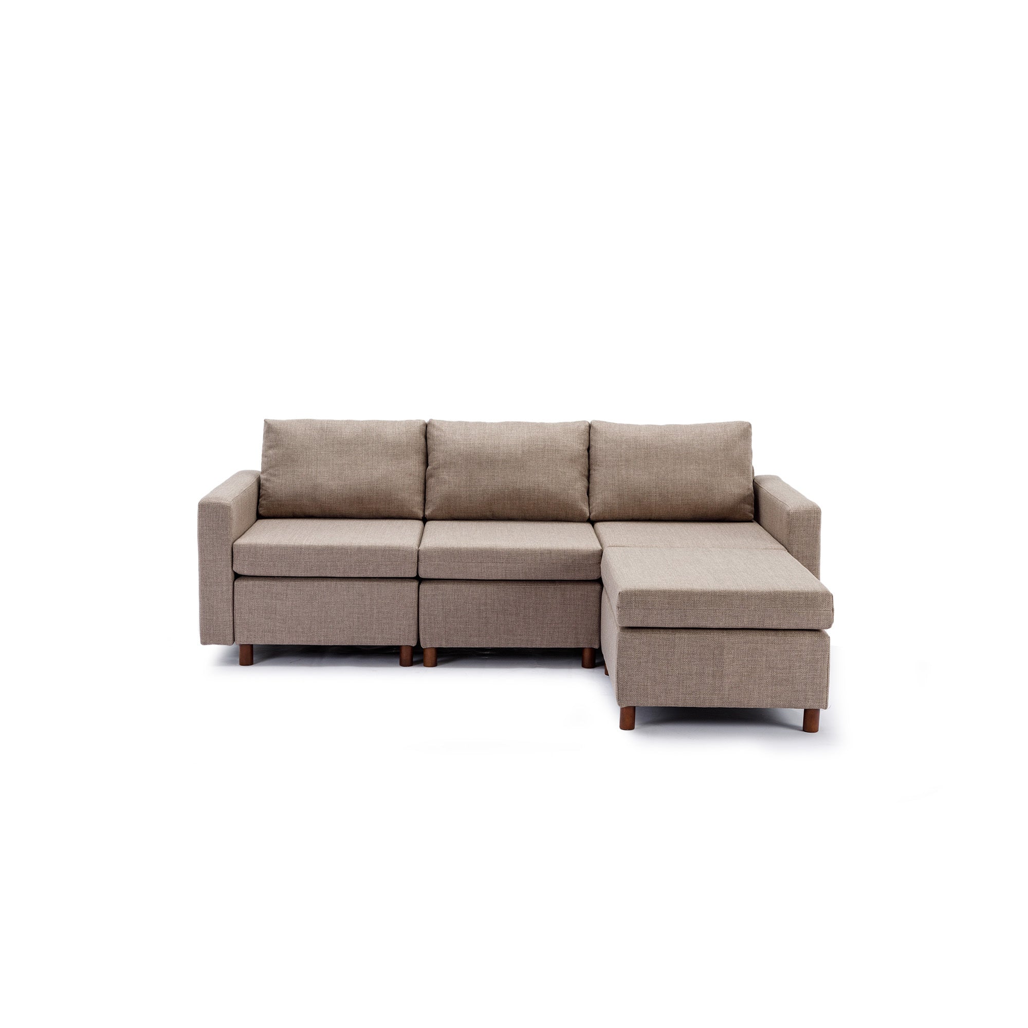 3 Seat Module Sectional Sofa Couch With 1 Ottoman for living room,Seat Cushion and Back Cushion Non-Removable and Non-Washable,Brown