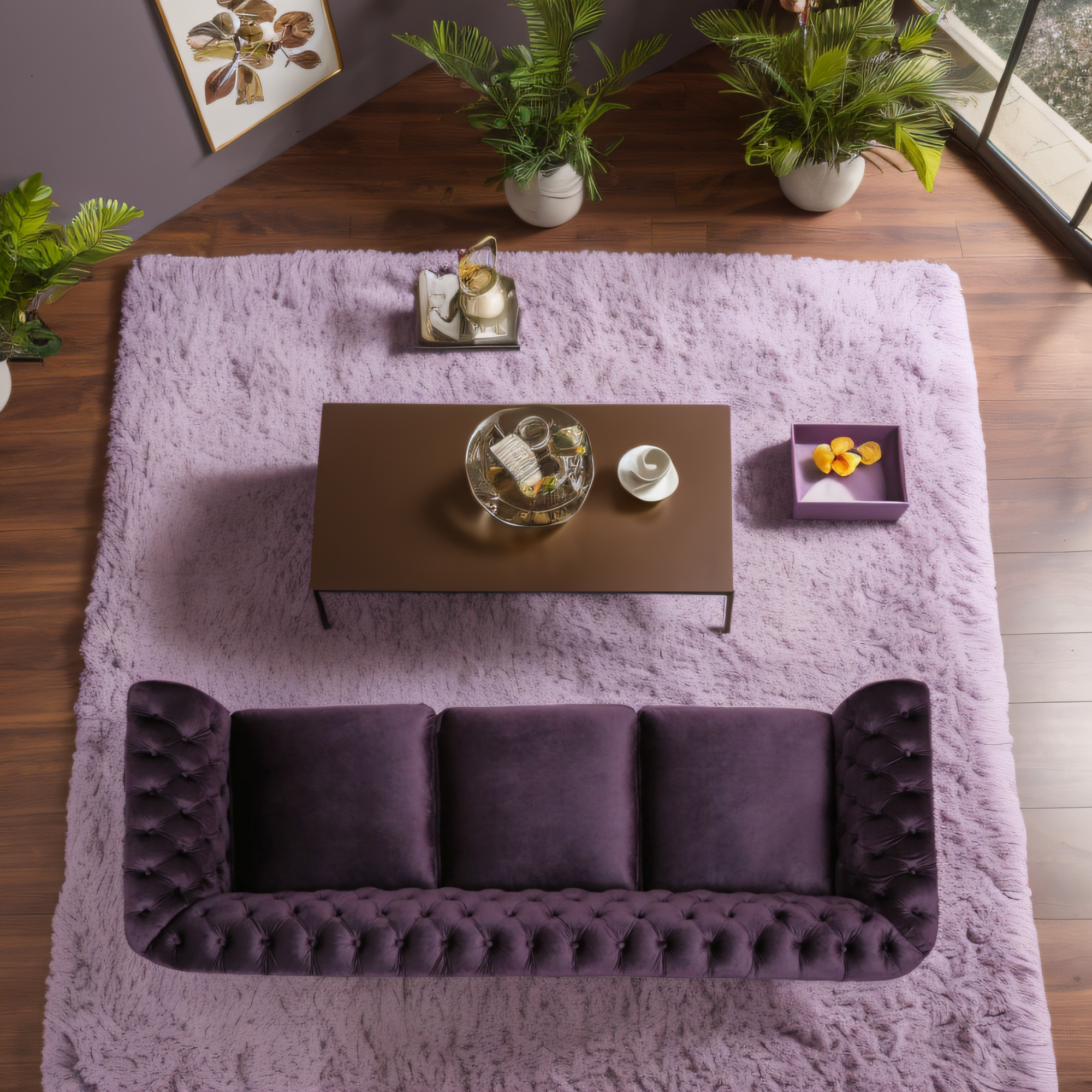 Luxurious 3-Seater Purple Velvet Sofa, Featuring a Classic Design with Modern Elegance, Perfect for Adding Sophistication and Style to Any Living Room, Plush Comfort and Durable Craftsmanship