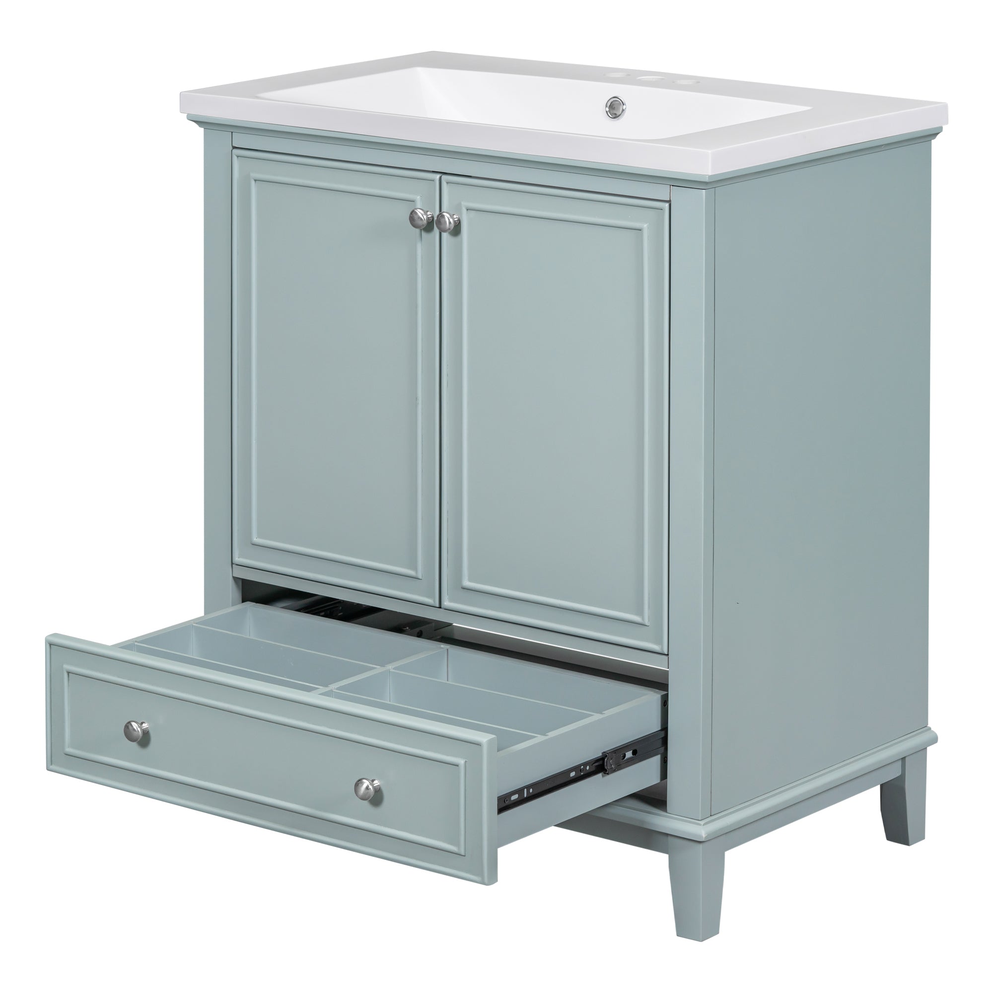 30" Bathroom Vanity with Sink Combo, Multi-functional Bathroom Cabinet with Doors and Drawer, Solid Frame and MDF Board, Green (Old Sku:SY999606AAC)