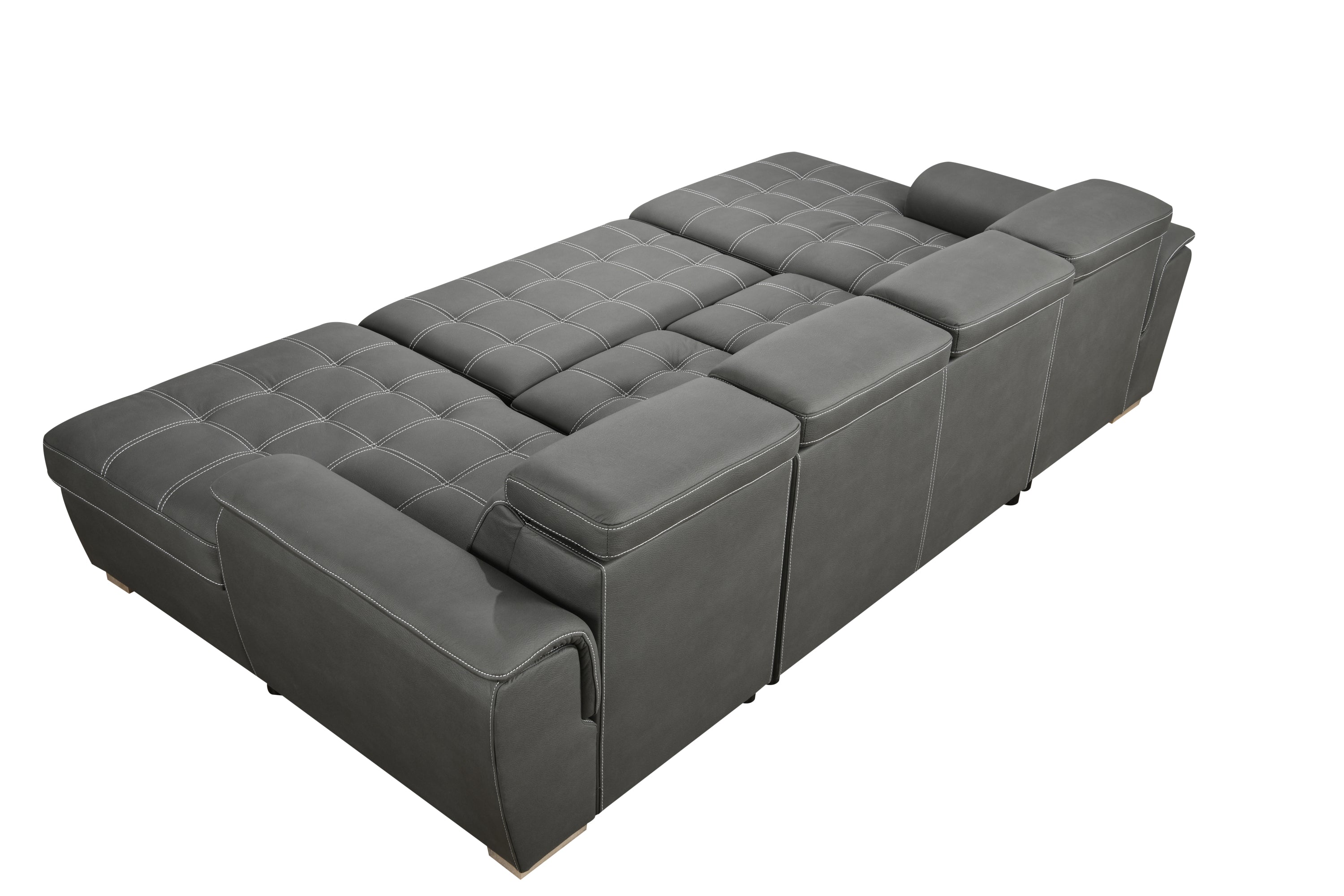 U Shaped Sleeper Sofa, 121 inch Overisze - 2 in 1 Pull Out Bed, Sectional Sleeper Sofa with Double Storage Chaise for Living Room Furniture, Charcoal Grey