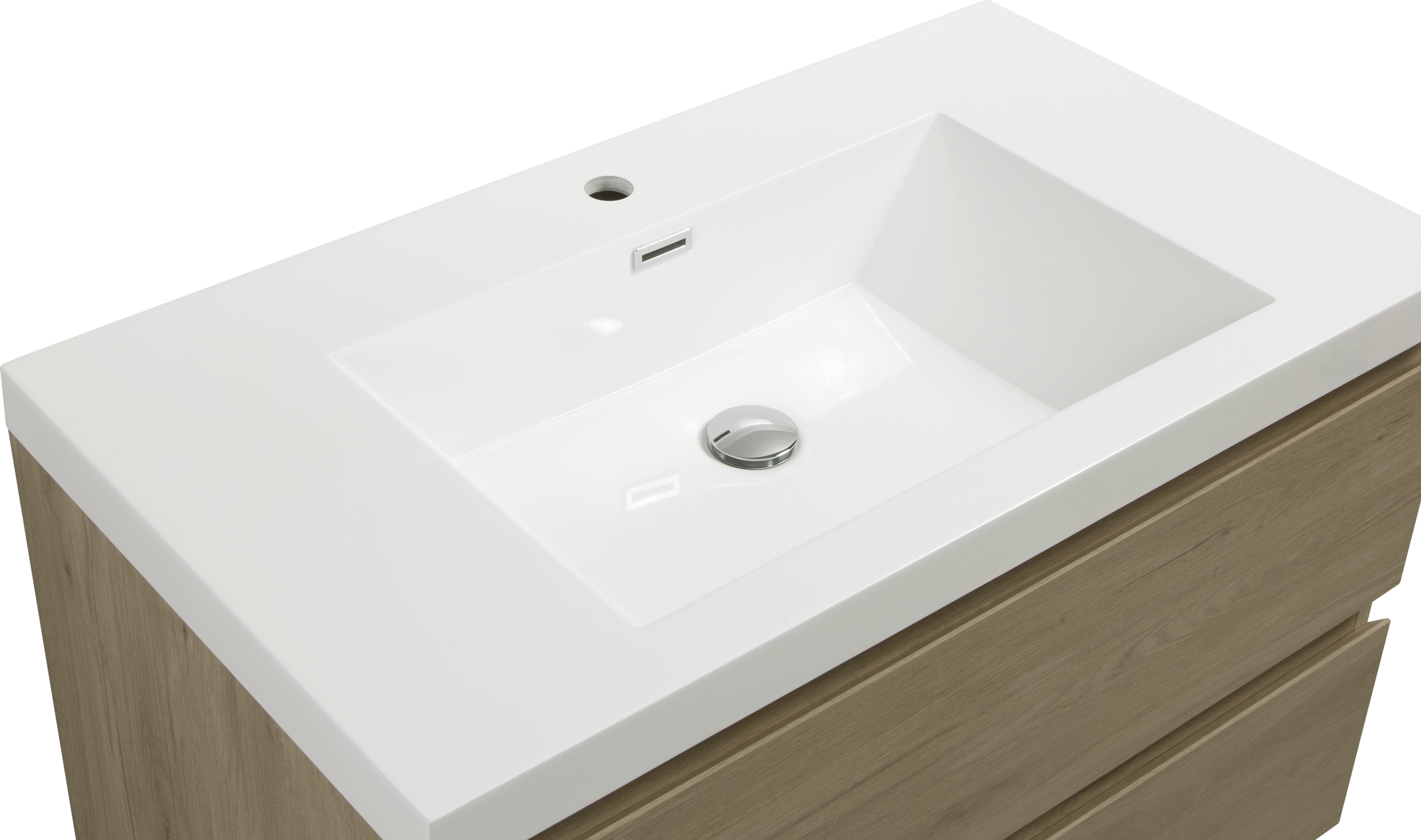 36" Floating Bathroom Vanity with Sink, Modern Wall-Mounted Bathroom Storage Vanity Cabinet with Resin Top Basin and Soft Close Drawers, Natural Oak 24V11-36NO