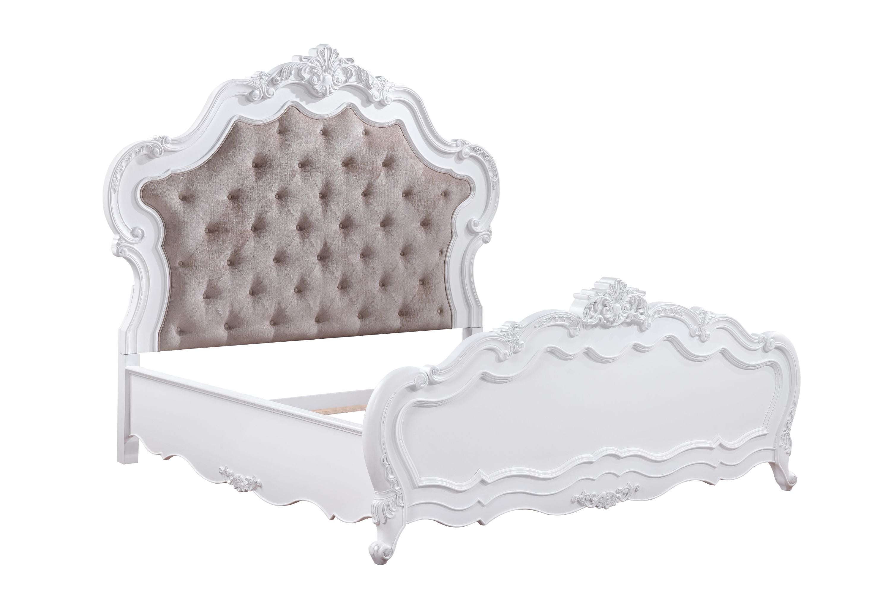 Latisha Fabric & White Finish E. King Bed