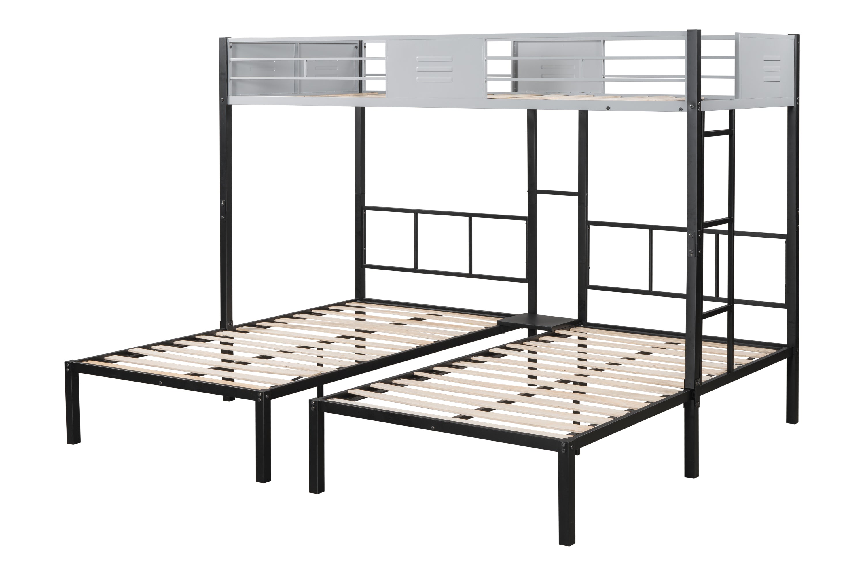 Triple Bunk Bed with Vent Board/ Sturdy Metal Frame/ Noise-Free Wood Slats/ Separatable into three beds/ No Box Spring Needed