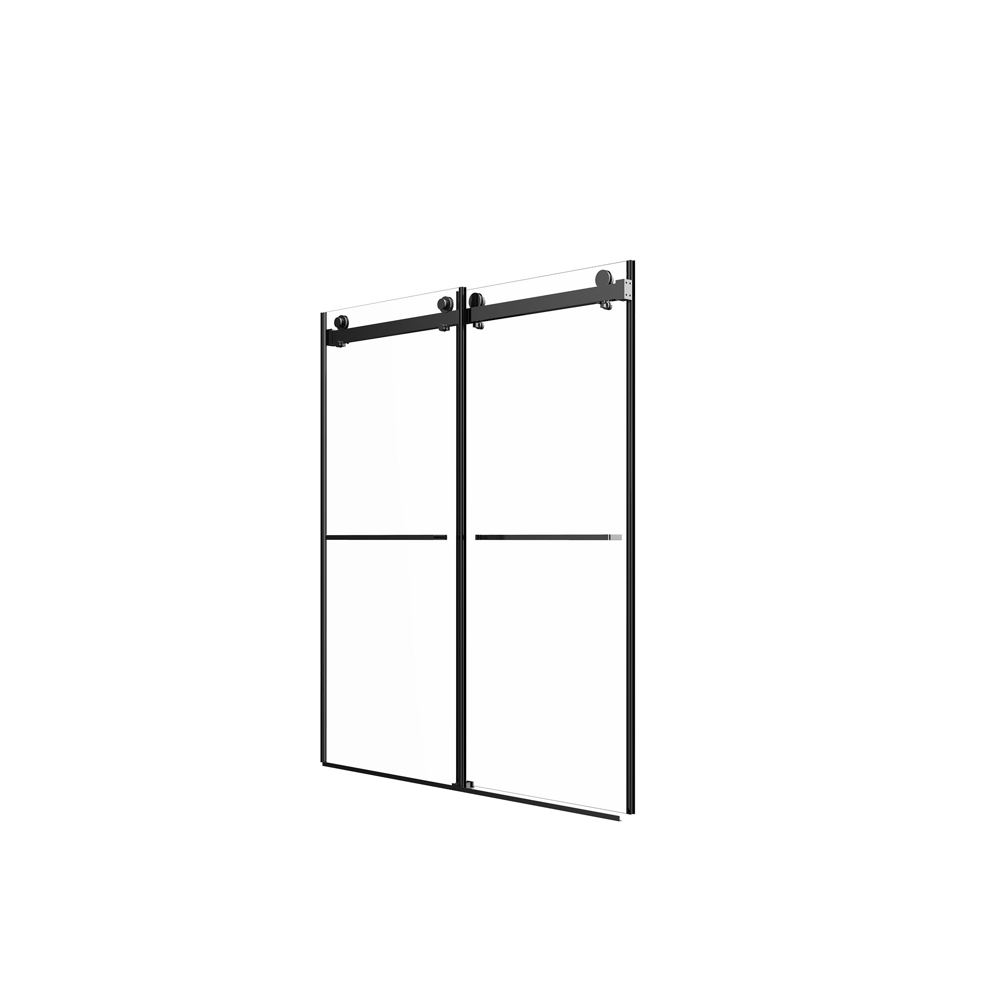 56"-60"W x 70"H Frameless Shower Door, Double Sliding Shower Door, 5/16"(8mm) Laminated Glass Premium Tempered Glass Shower Enclosure,Double Side Easy Clean Coat,Matte Black Finished With Buffer