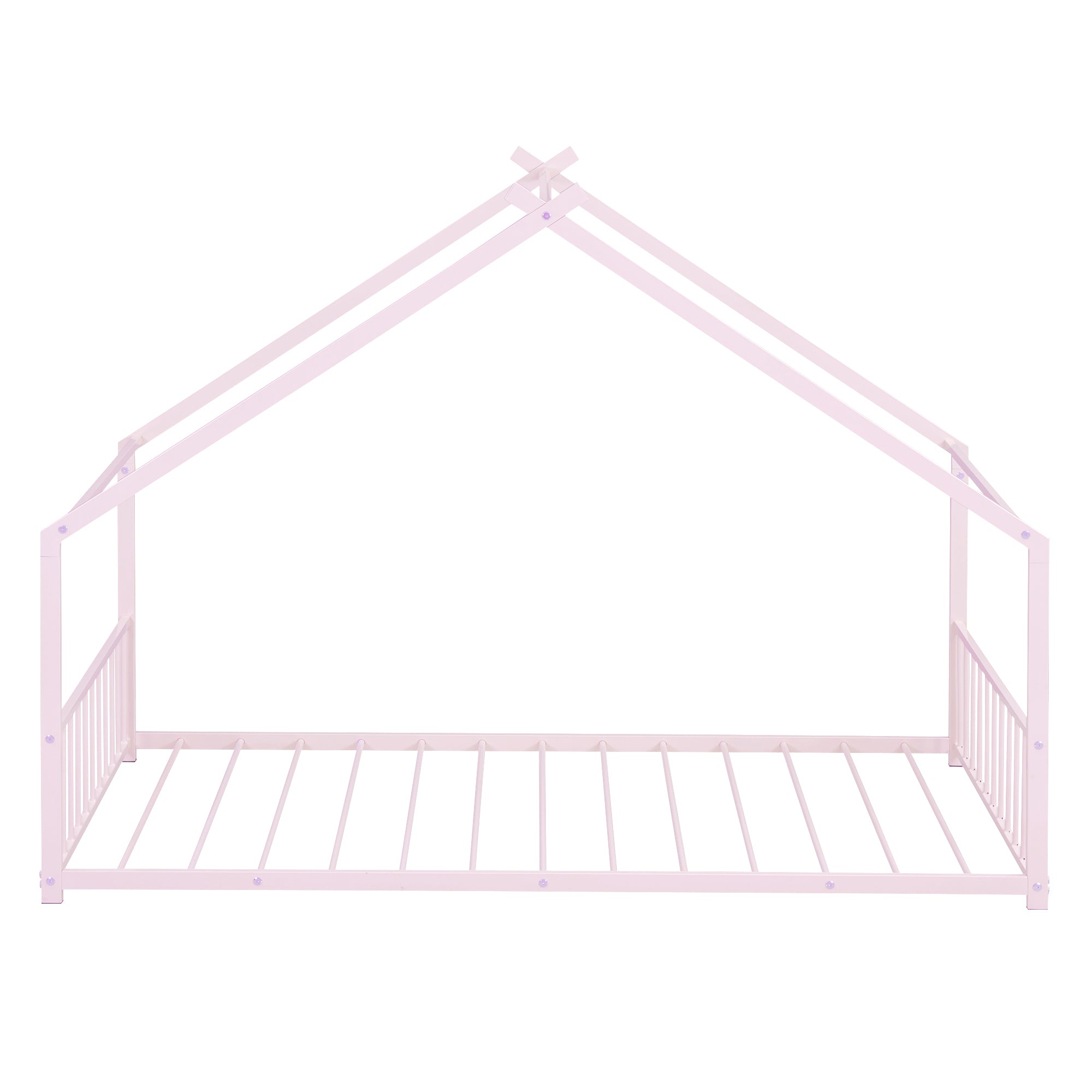 Twin Size Metal House Bed, Pink