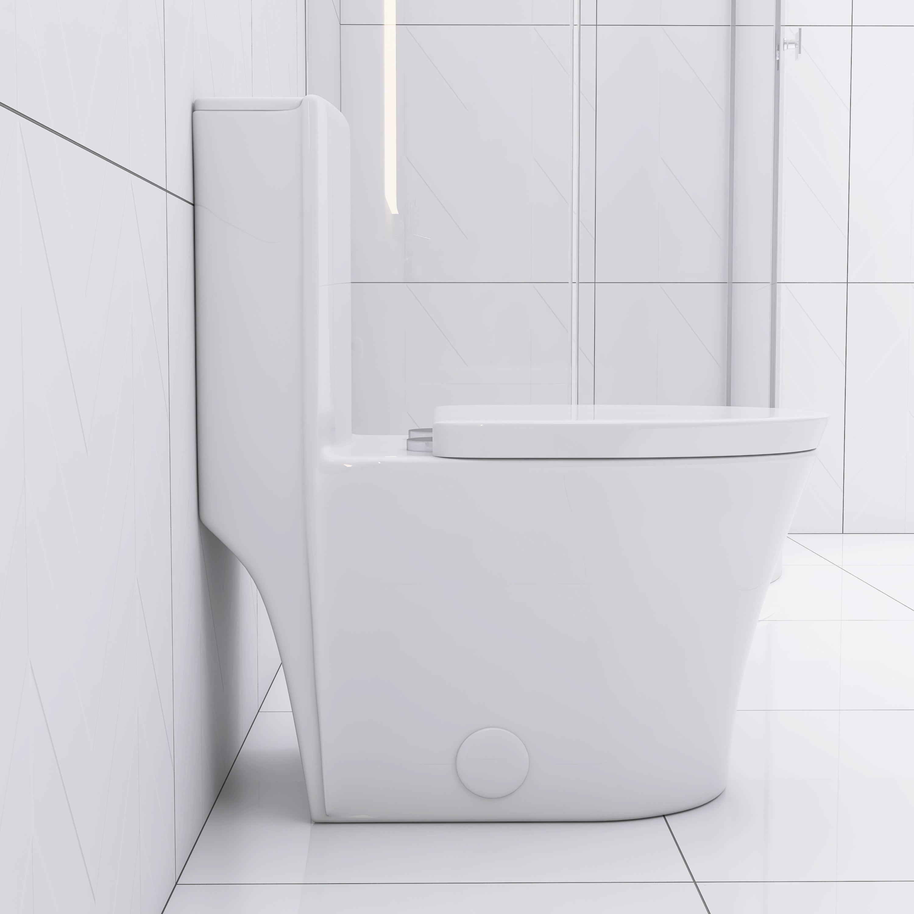 Elongated One Piece Toilet White