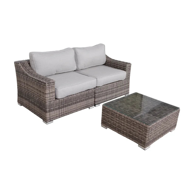 Fully Assembled 2-Person Wicker Seating Set with Cushions