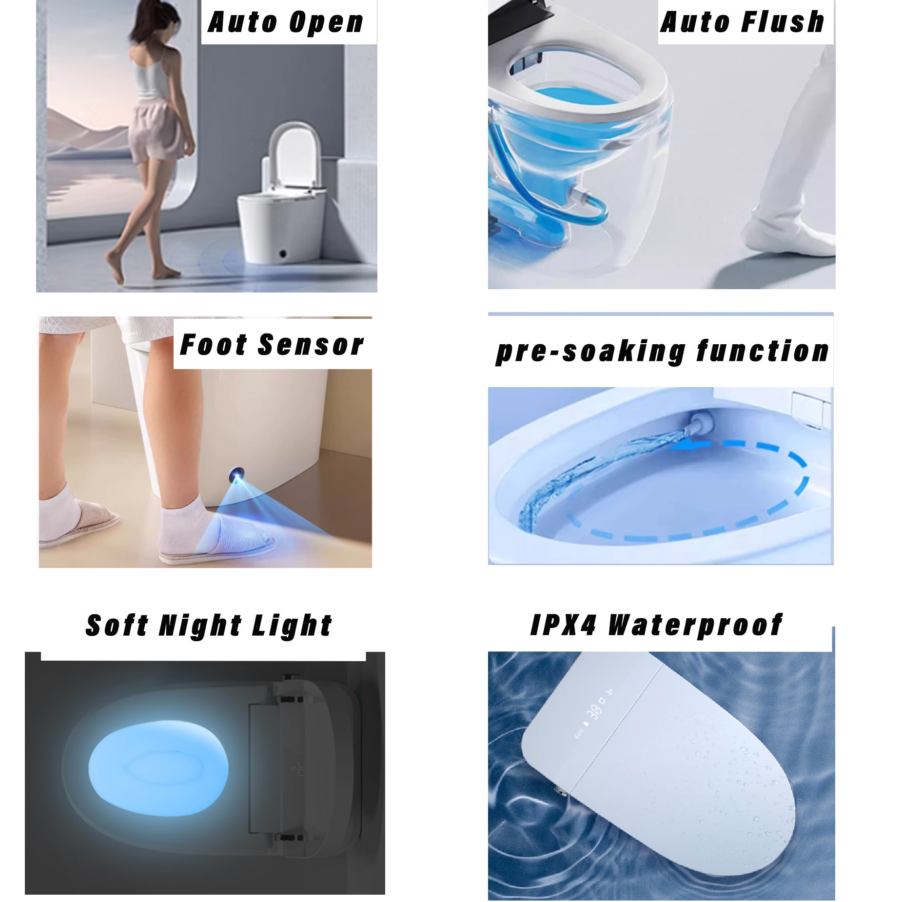 Luxury Intelligent Smart Toilet with Instant Warm Water Sprayer and Dryer, Auto Flush /Foot Sensor Operation, Adjusted Temp Heated Bidet Seat, LED Display White