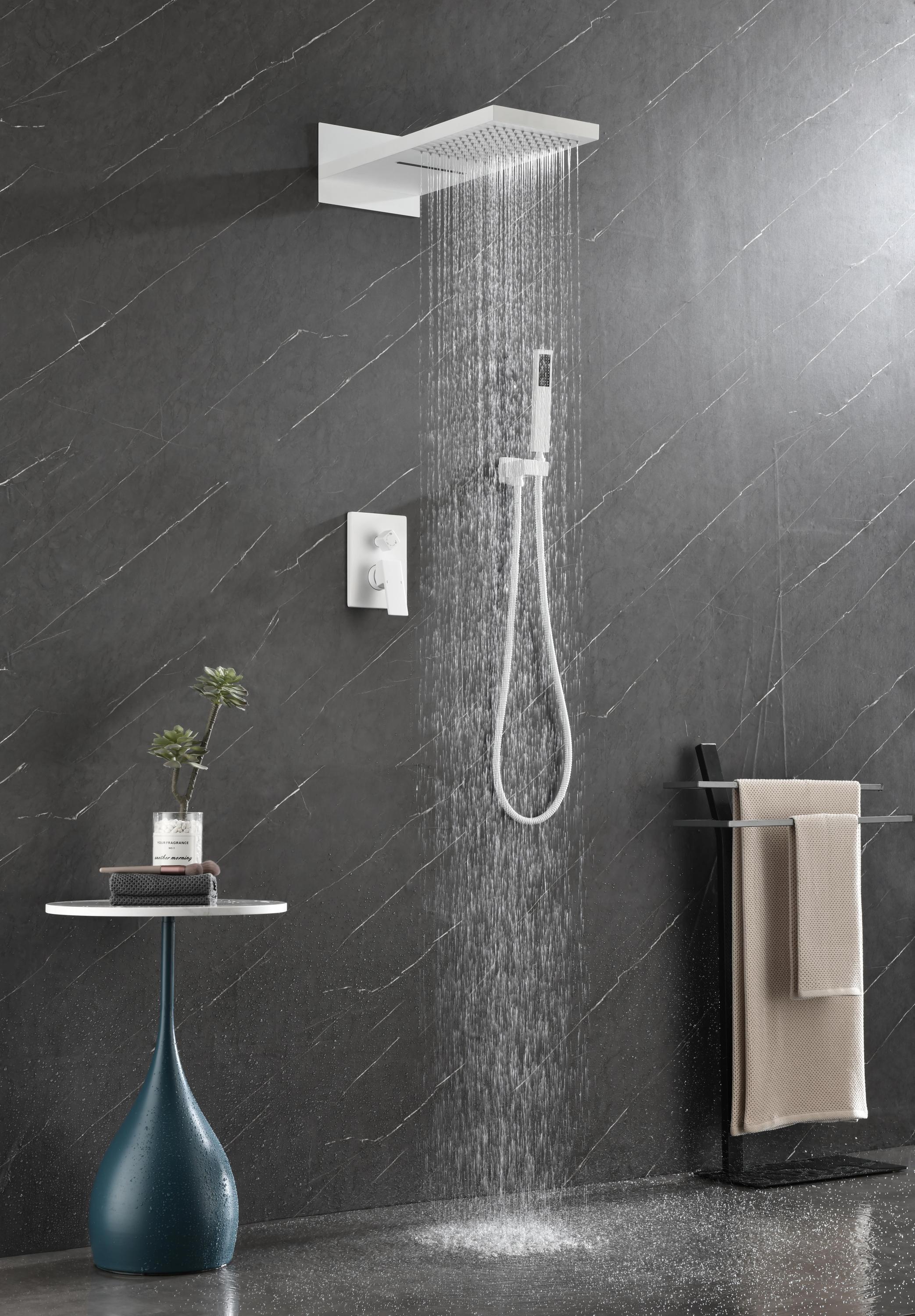 Shower System,Waterfall Rainfall Shower Head with Handheld, Shower Faucet Set for Bathroom Wall Mounted