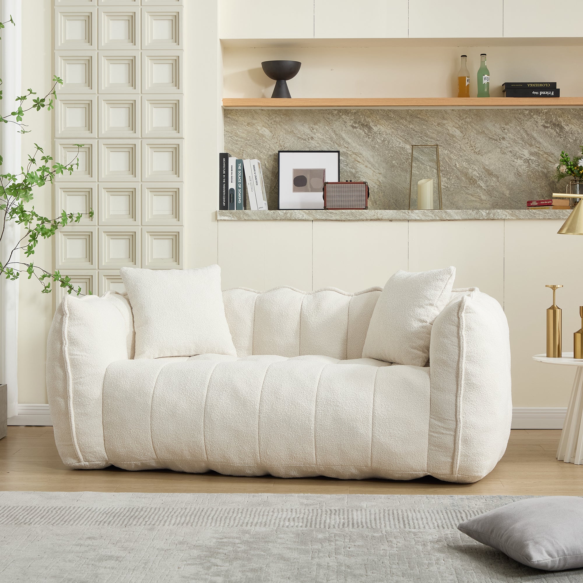 Soft two-seat square beanbag recliner sofa, back view