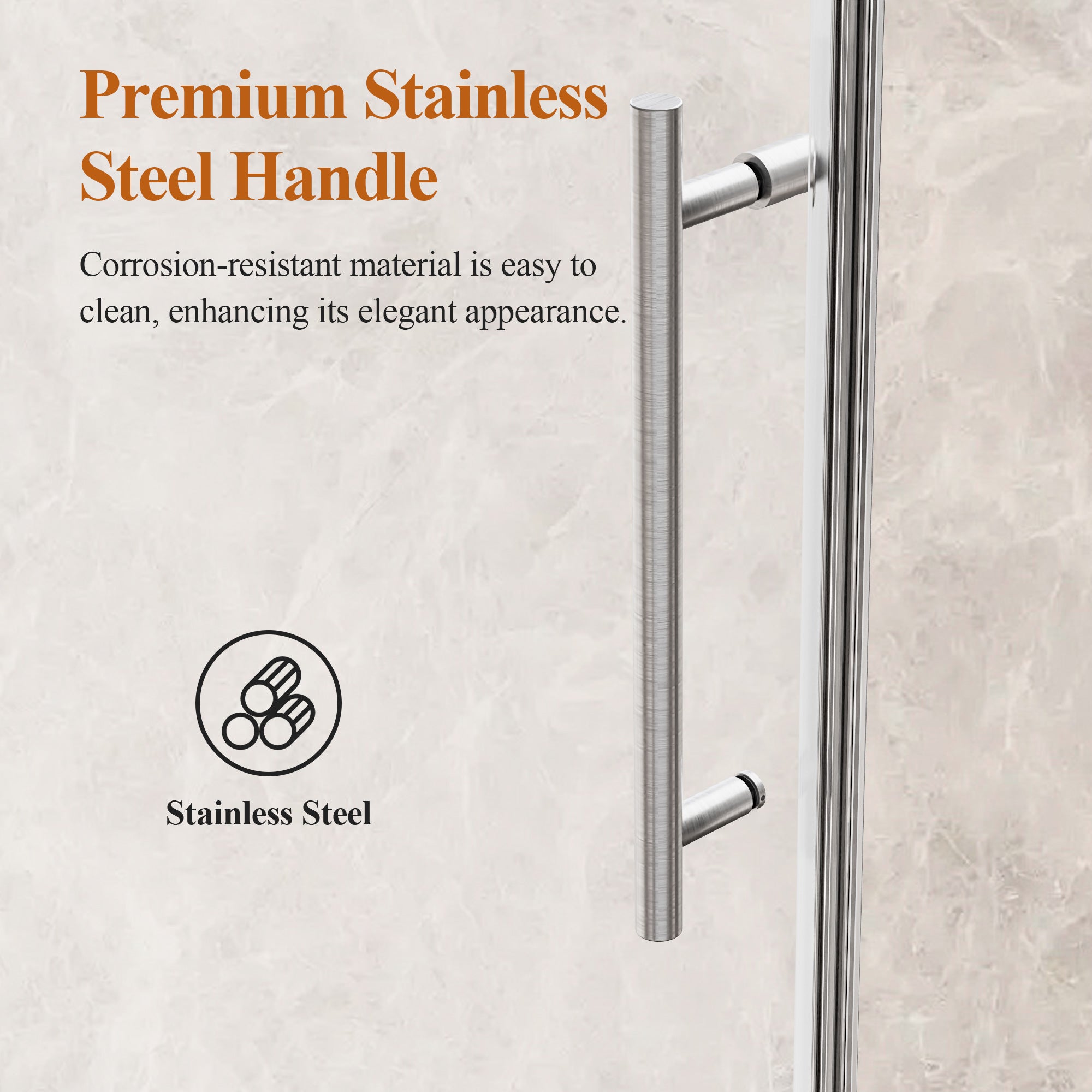 56-72 x 76 in Round-Tube Single Sliding Shower Door - 56-60 x 76 in / 1/4 in Glass / Brushed Nickel view 2