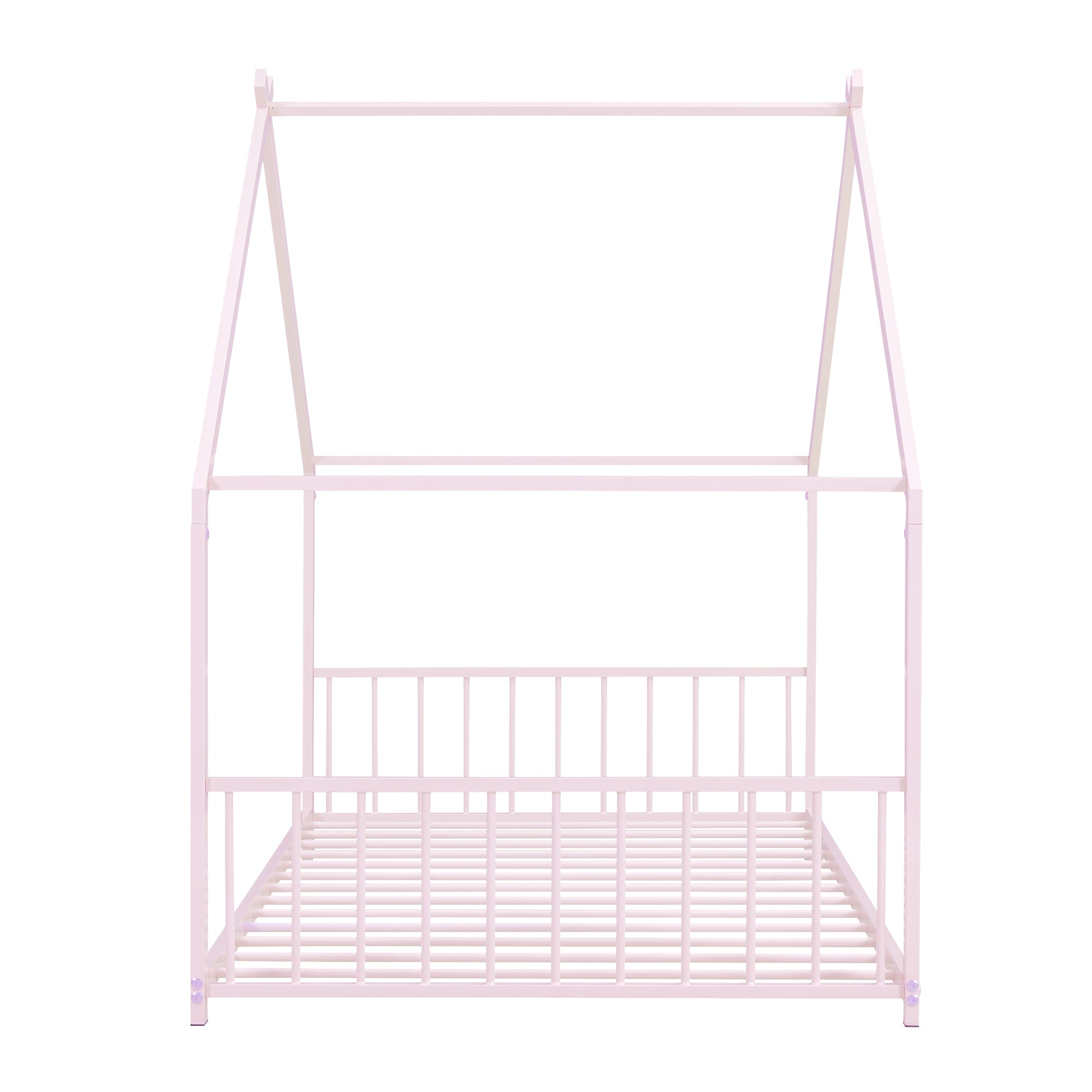 Twin Size Metal House Bed, Pink