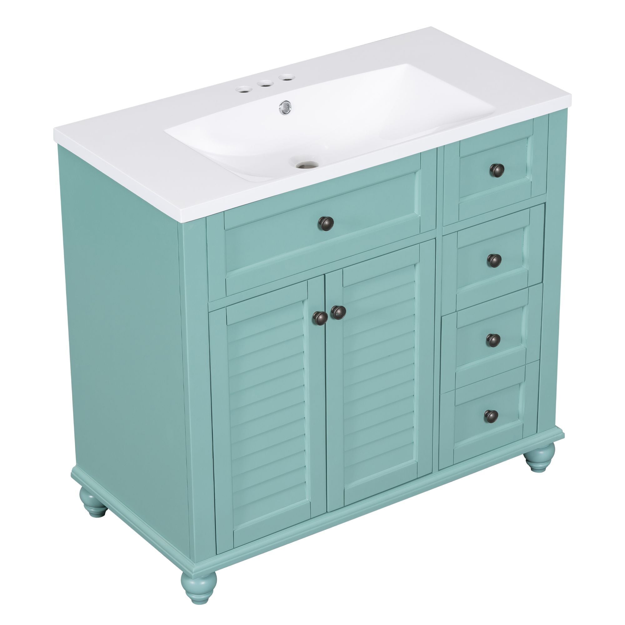 36'' Bathroom Vanity with Undermount Sink,Free Standing Vanity Set with 2 Drawers& Soft Closing Doors,Solid Wood Frame Bathroom Storage Cabinet