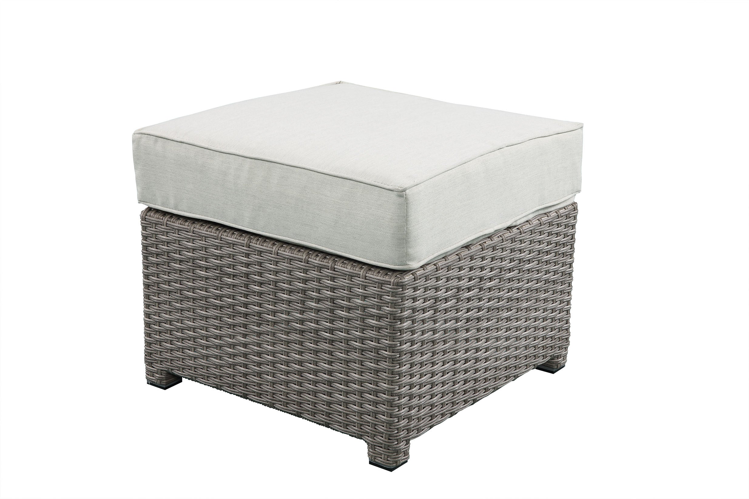 Salena Beige Fabric & Gray All-Weather Wicker Patio Sofa & Ottoman with 2 Toss Pillows