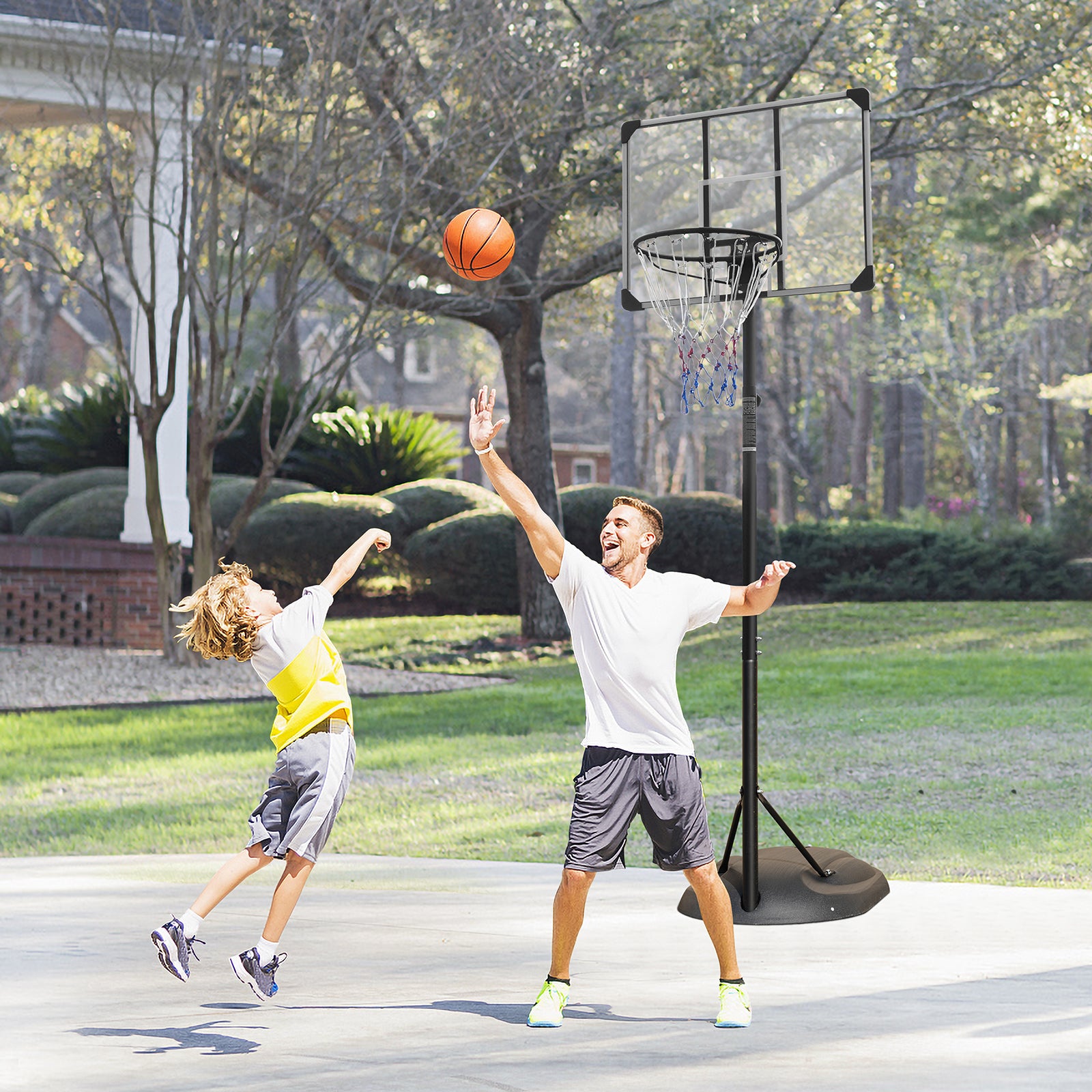 Portable Basketball Hoop Adjustable 7.5ft - 9.2ft with 32 Inch Backboard for Youth Adults Indoor Outdoor Basketball Goal White